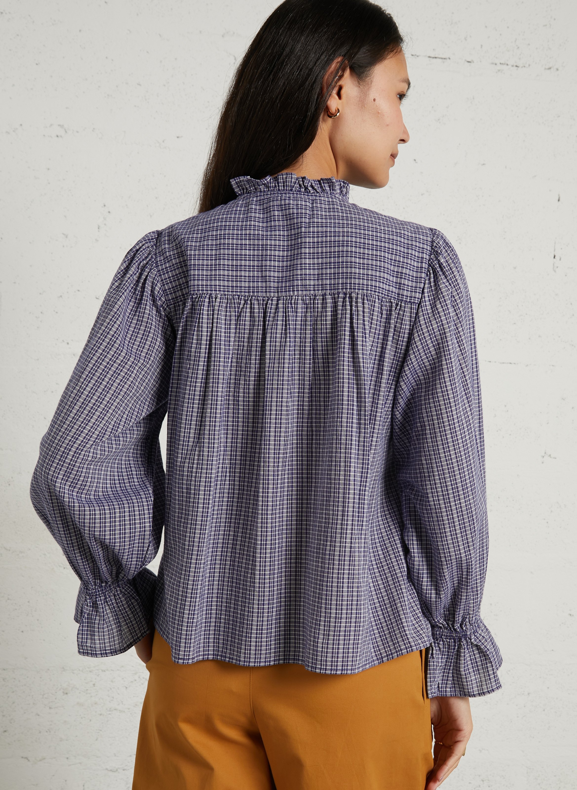 Round-neck organic cotton blouse LOUISE MISHA Blue