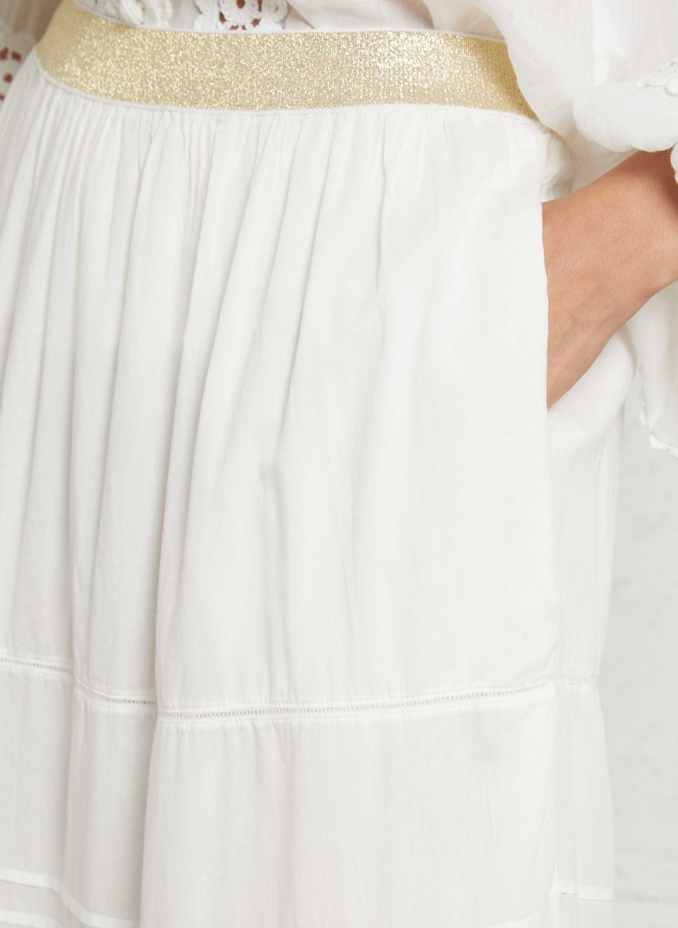 Long A-line organic cotton skirt LEON & HARPER White