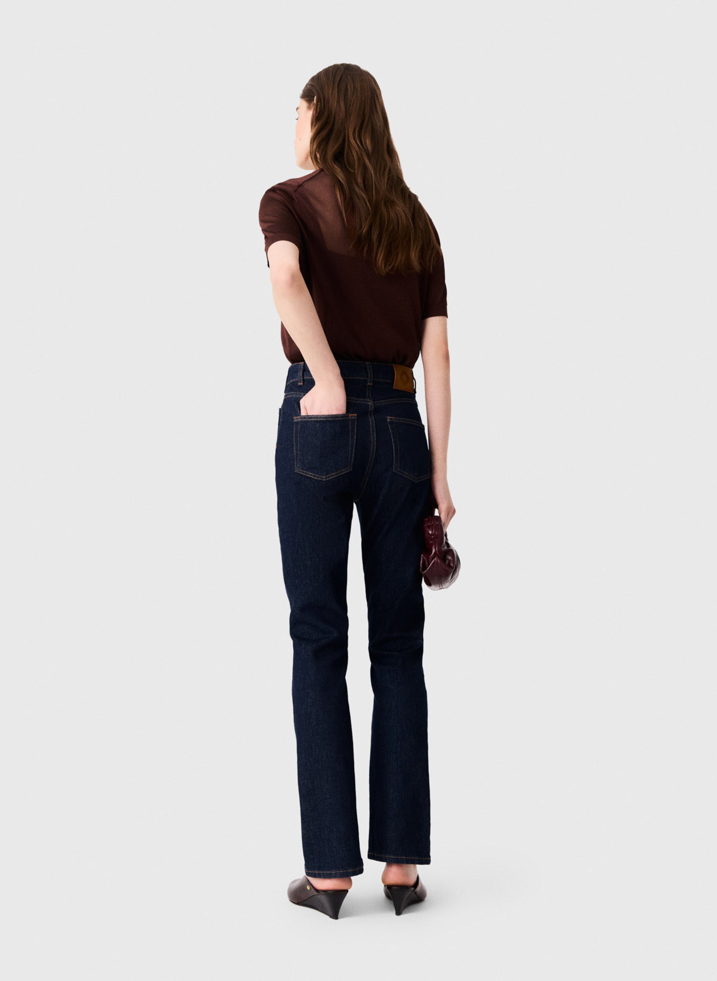 Hoge taille ruwe knoop jeans MAJE Blauw