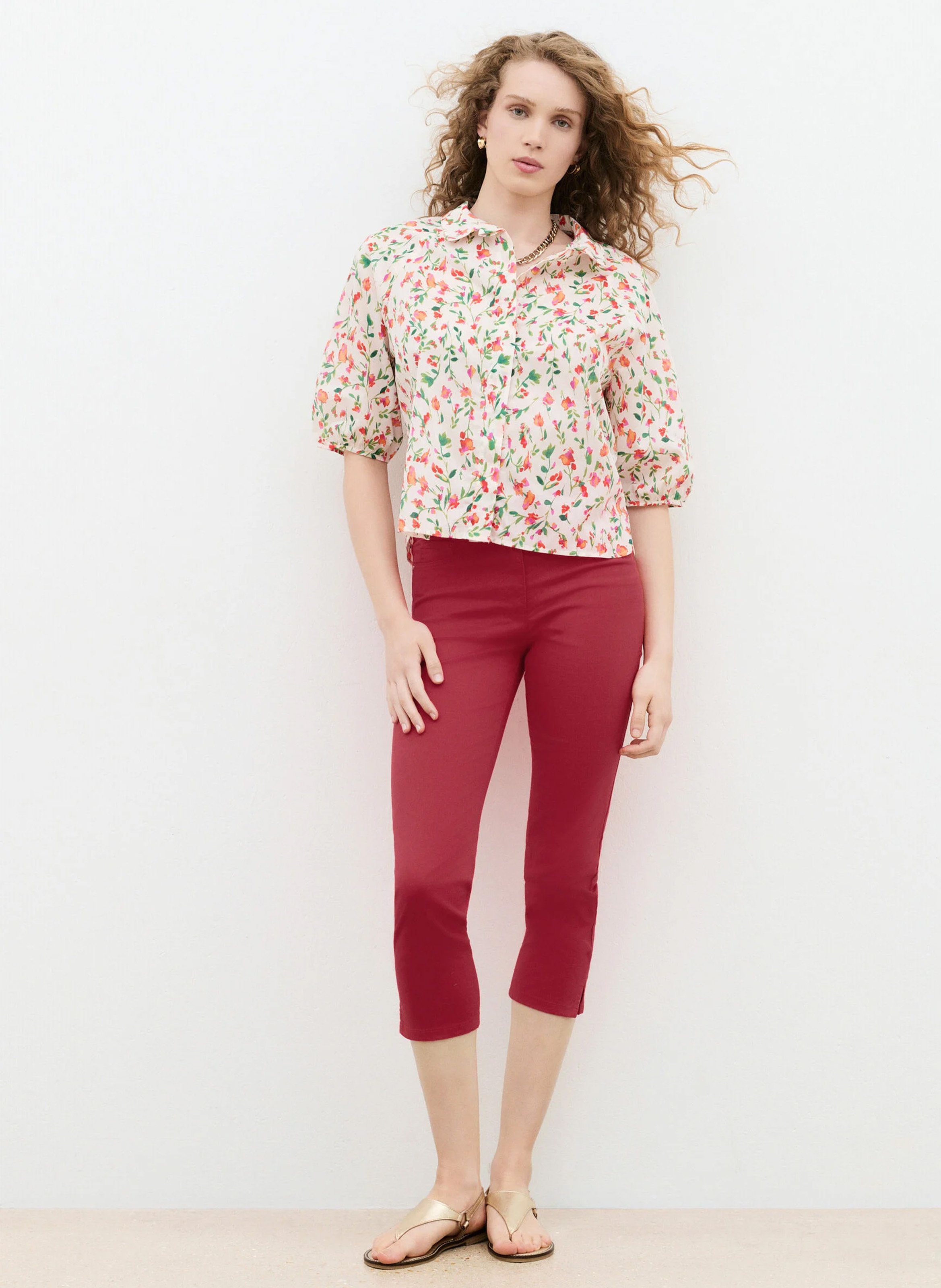Blouse à imprimé fleuri CAROLL Beige