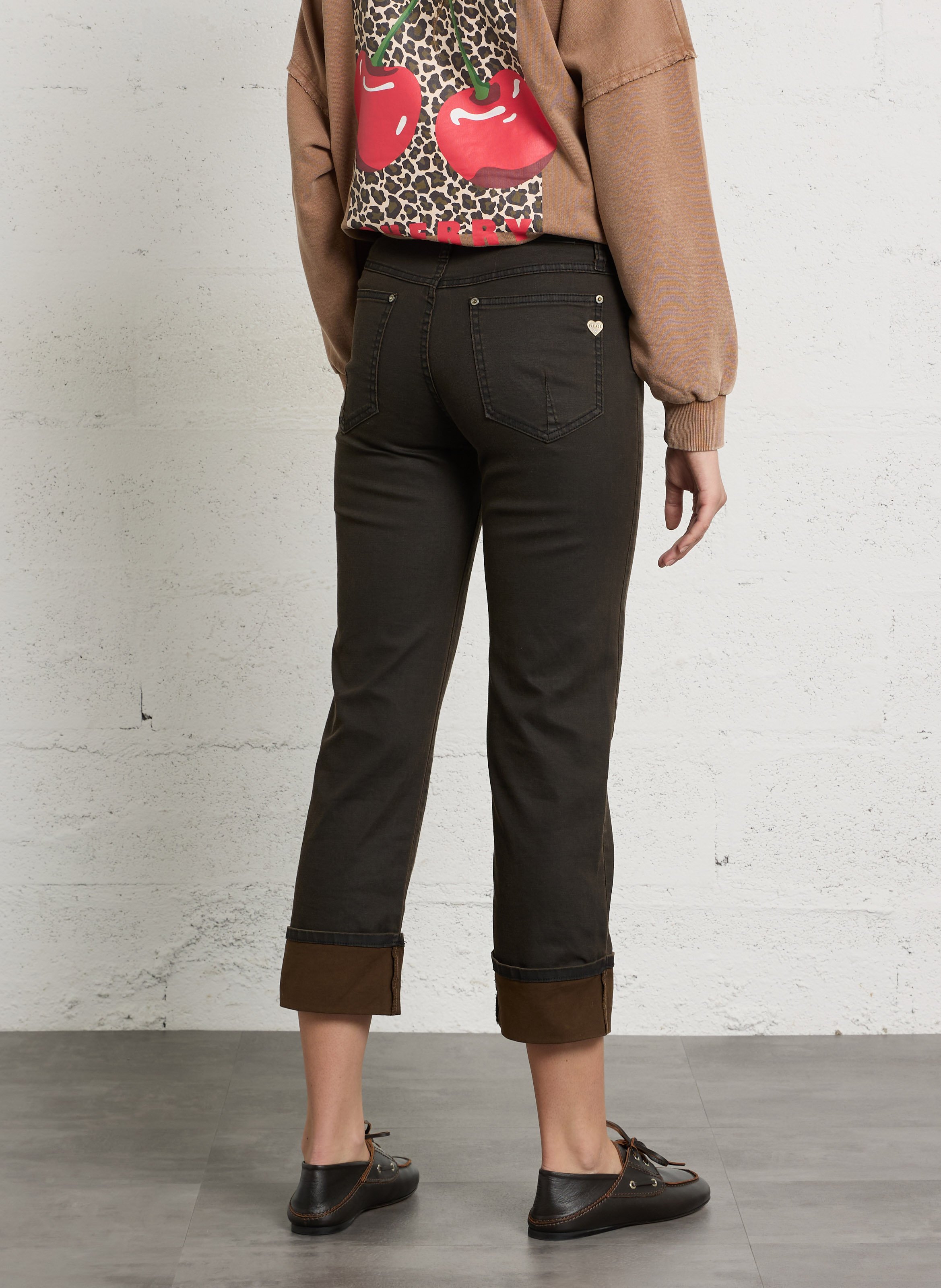 Gerade geschnittene Jeans mit Umschlag aus Baumwollmischung PLEASE Blau