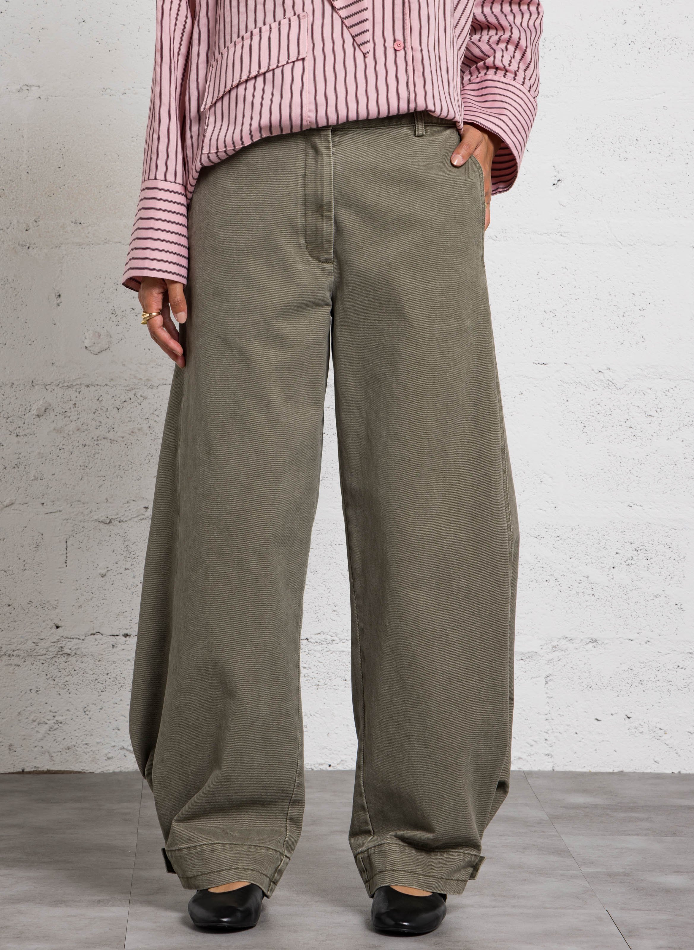 High-waisted wide-leg jeans RUE DE TOKYO Green