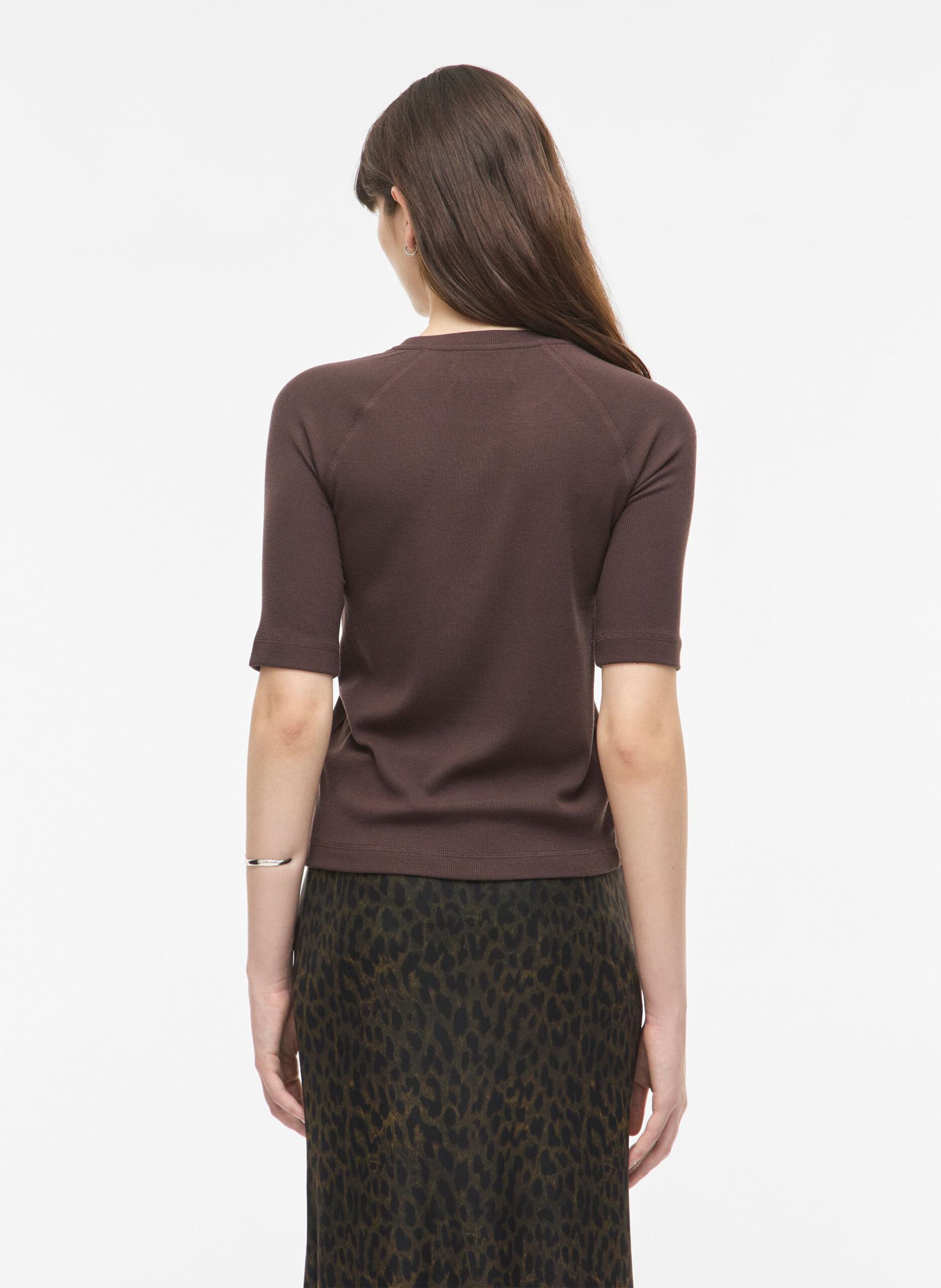 Top droit col rond ROUGE EDIT Marron