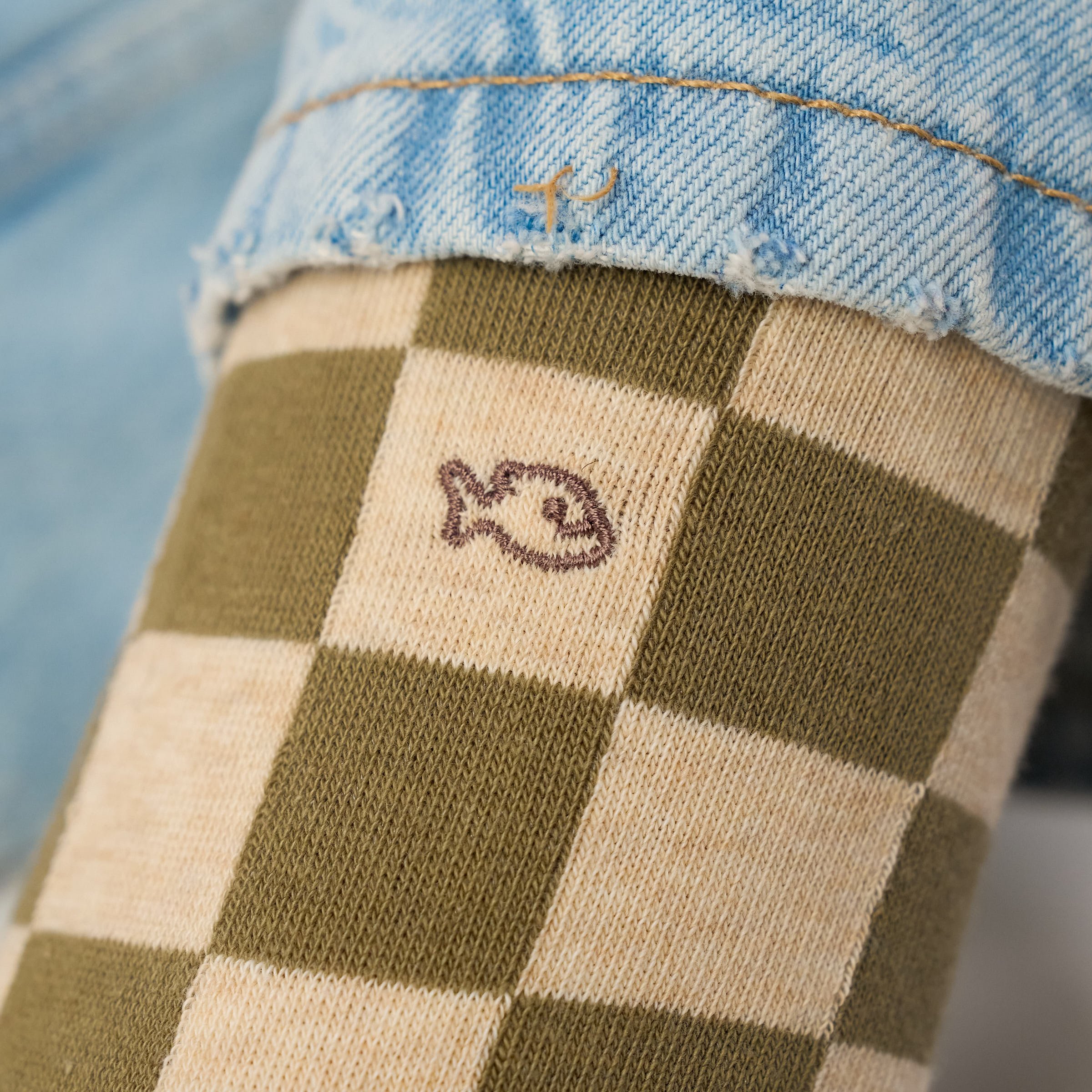 Combed cotton checkered socks BILLYBELT Blue