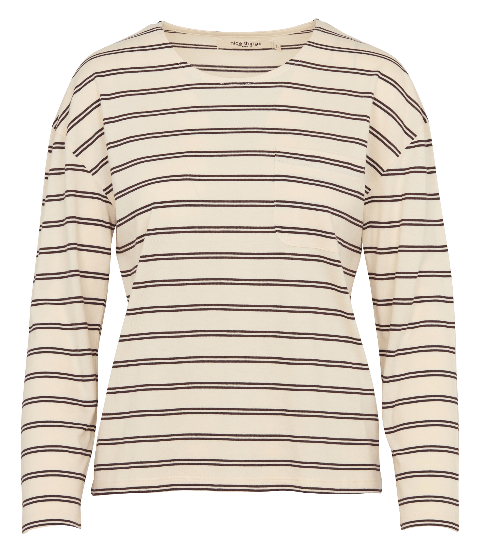 T-shirt à rayures en coton mélangé NICE THINGS Beige