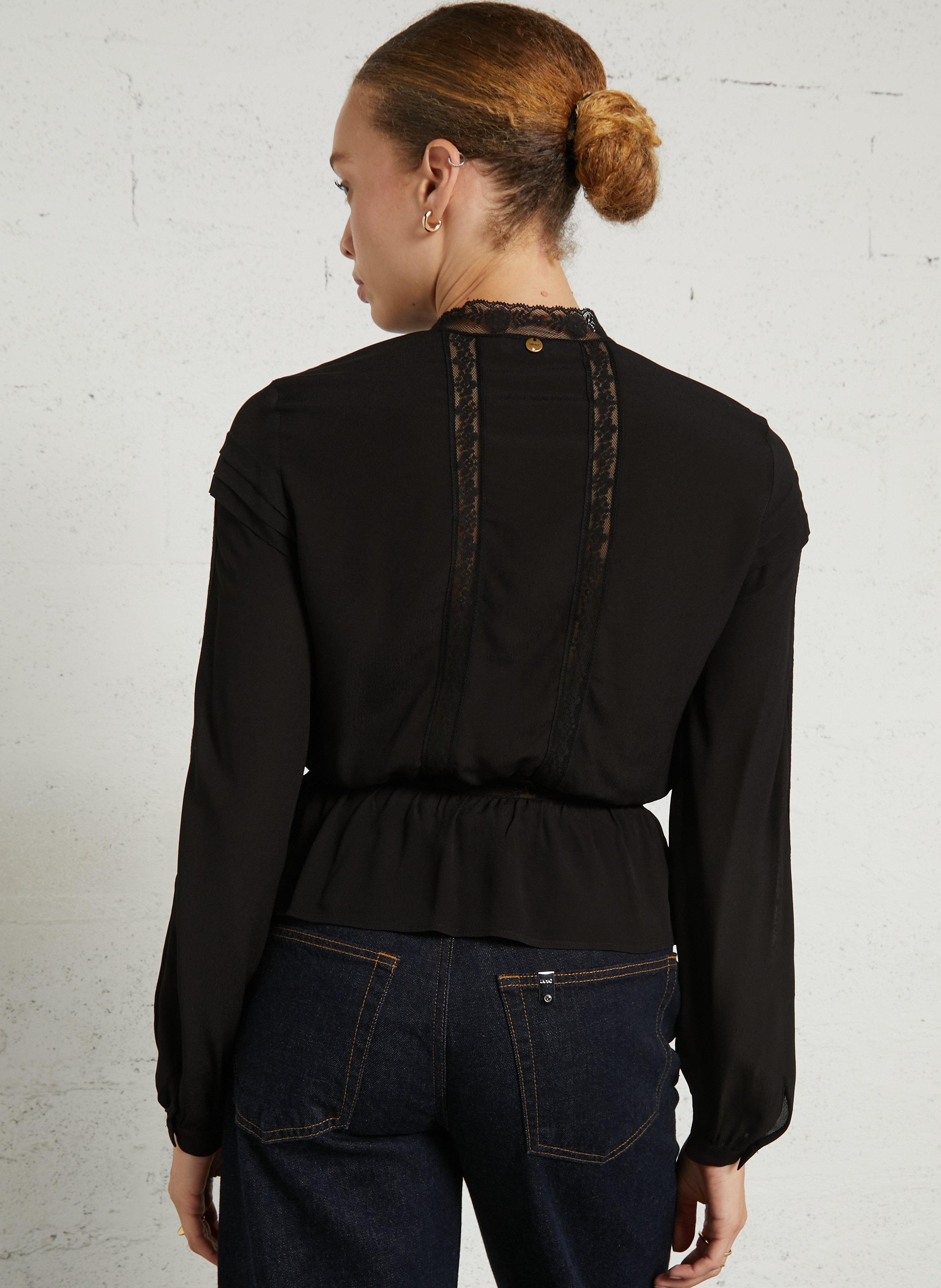 Lace shirt with mandarin collar LIU JO Black