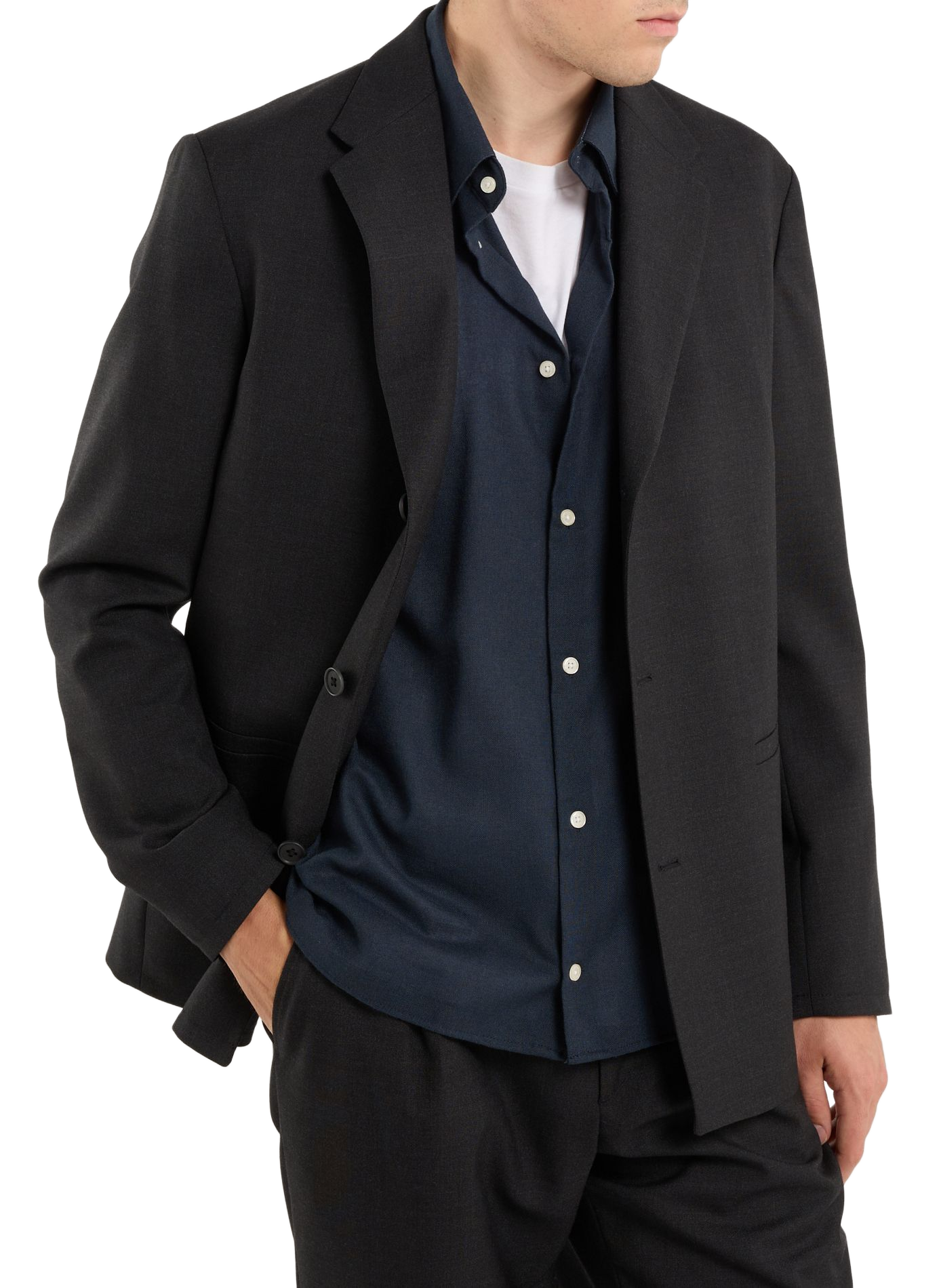 Straight wool suit jacket in iso SAISON 1865 Grey