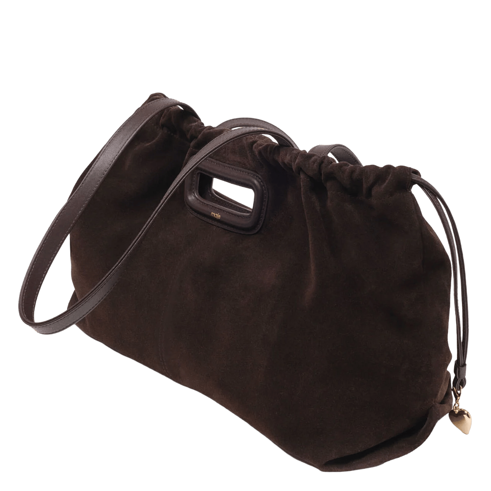 Sac porté épaule en cuir MAJE Marron