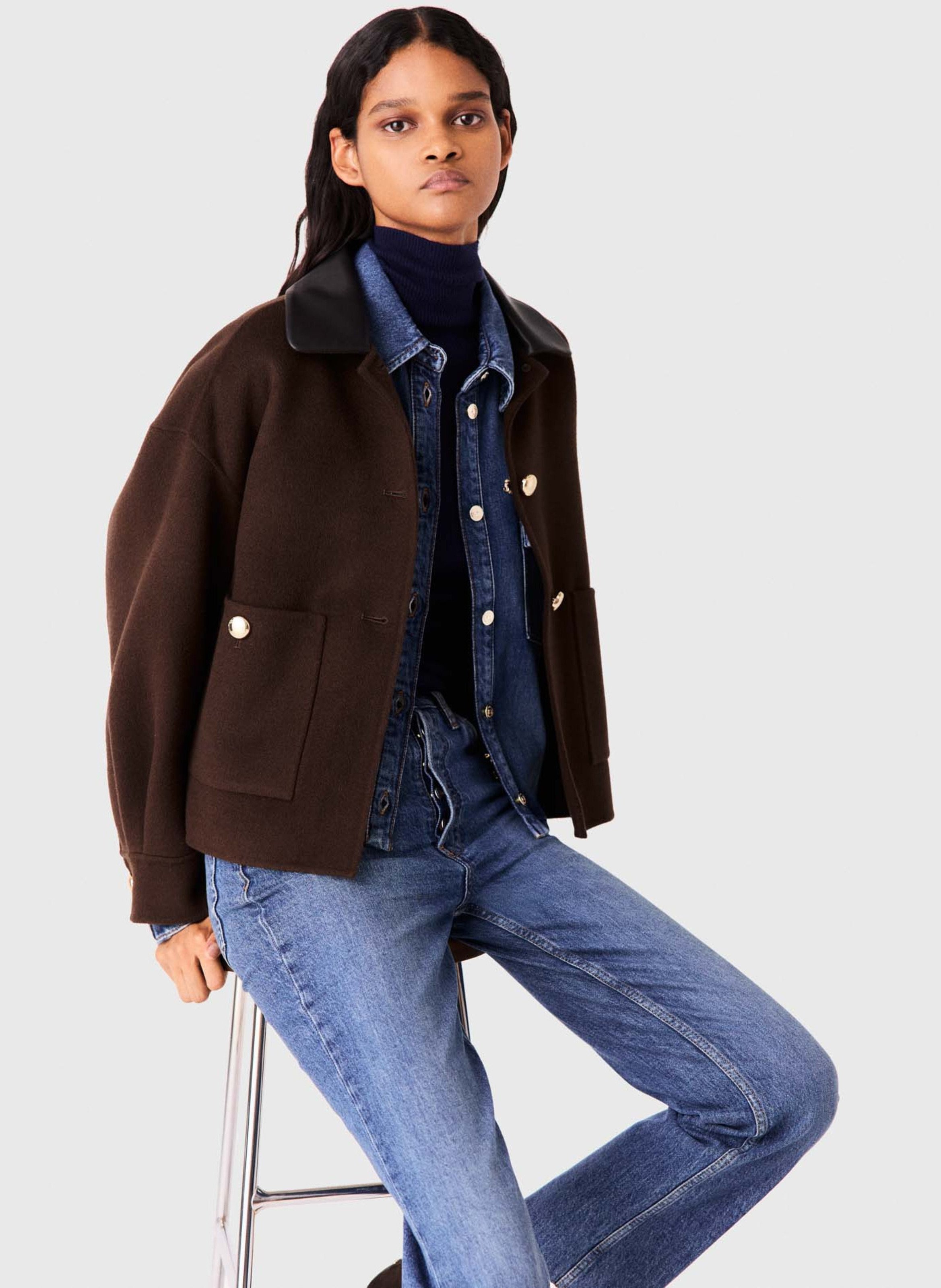 Veste oversize en laine mélangée MAJE Marron