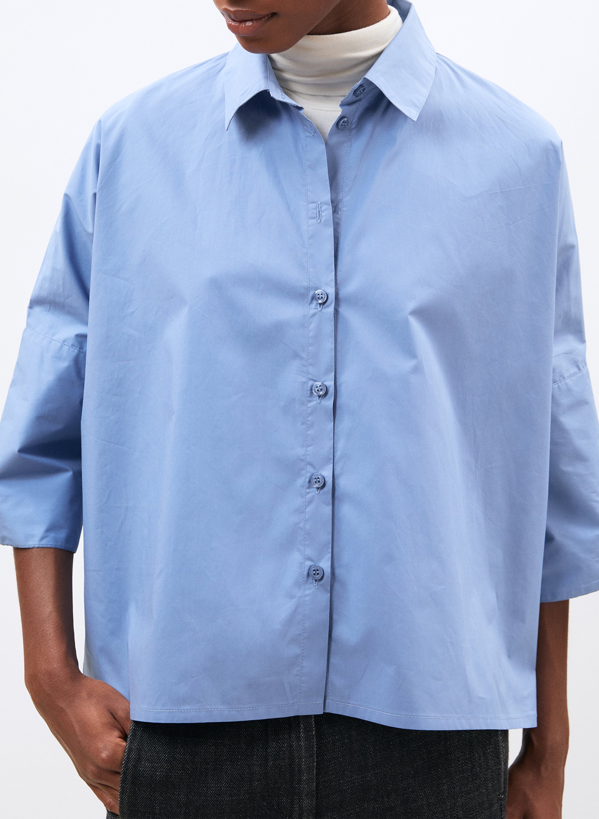 Loose-fitting cotton shirt with pattern HUMILITY Blue