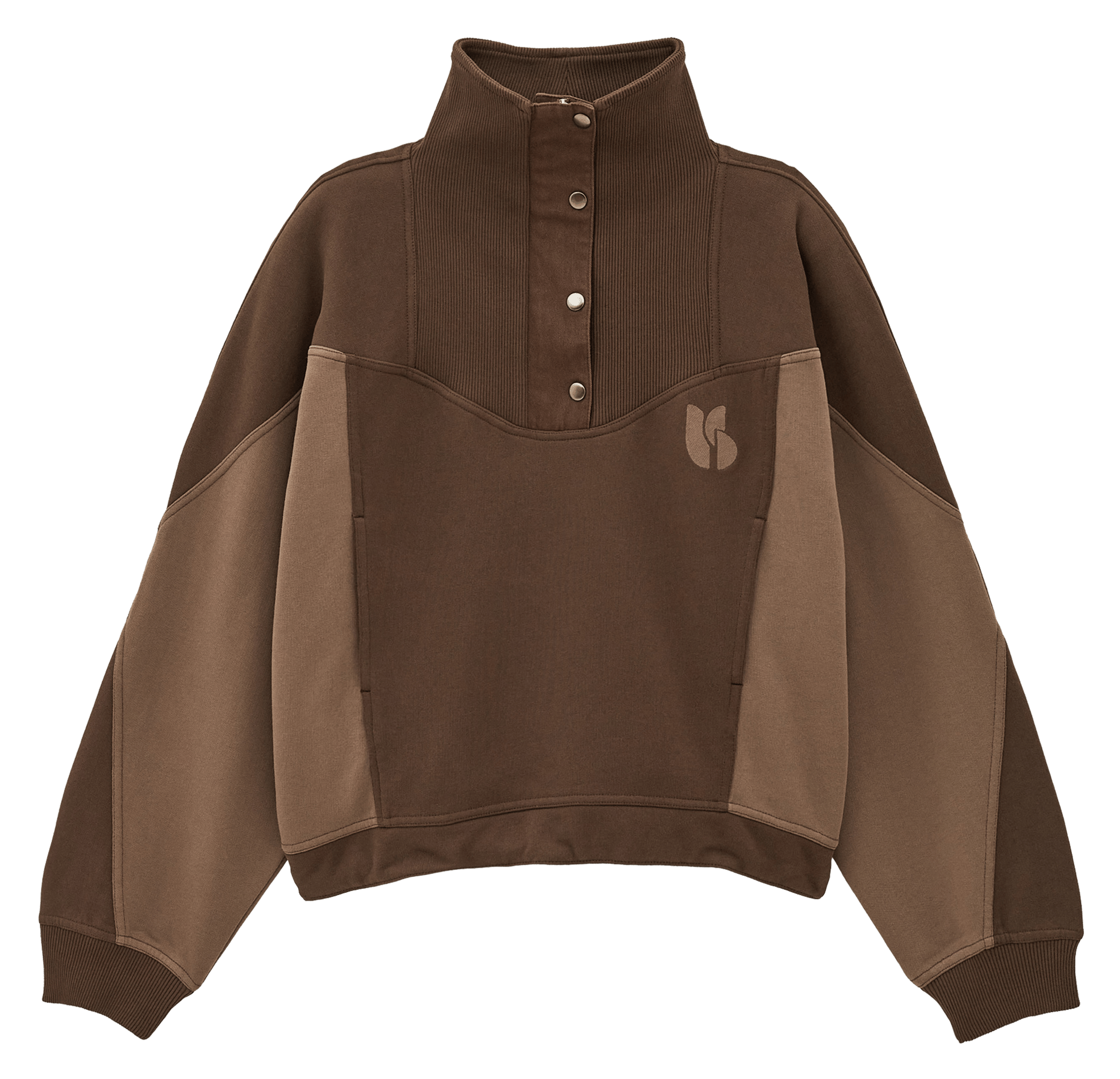 Wijde sweater met opstaande, geknoopte kraag BA&SH Bruin