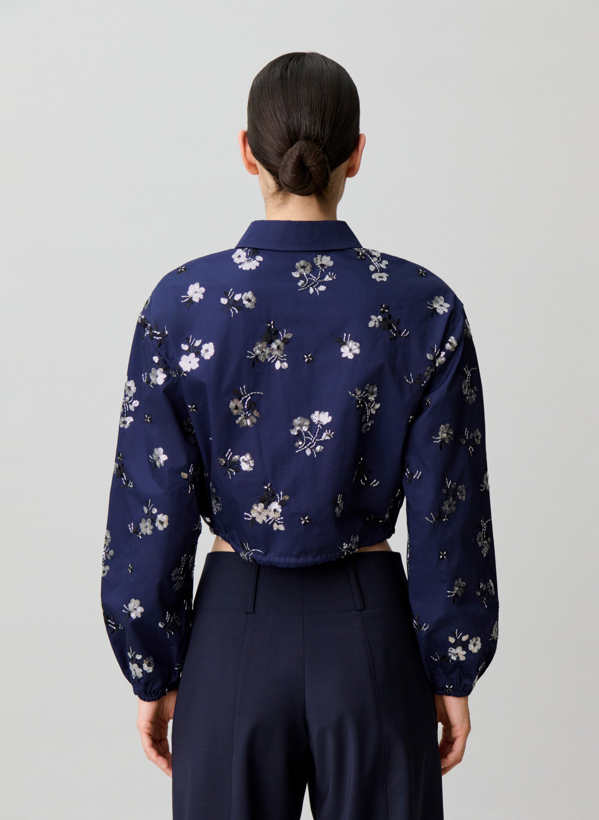 Chemise courte à motifs en coton CLAUDIE PIERLOT Bleu
