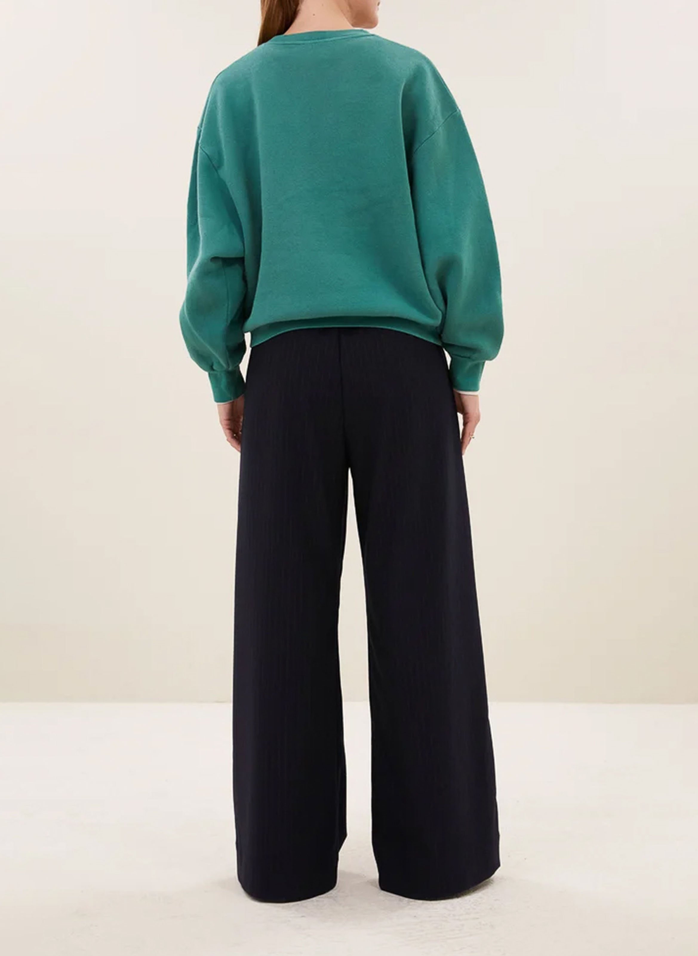 Sweat ample col rond uni BY BAR Vert