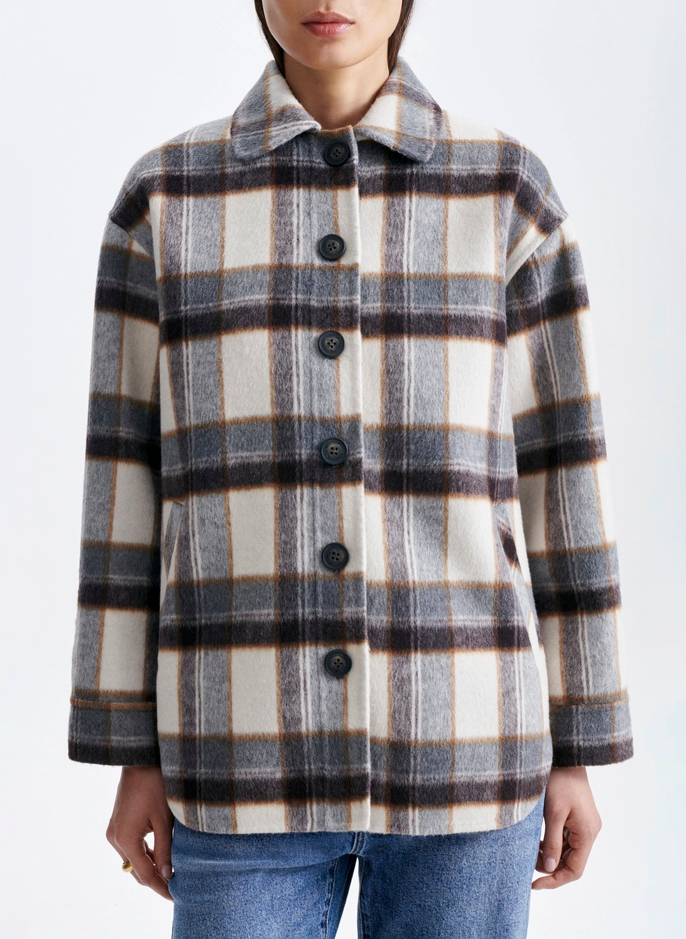 Wool-blend overshirt with classic collar VANESSA BRUNO Grey