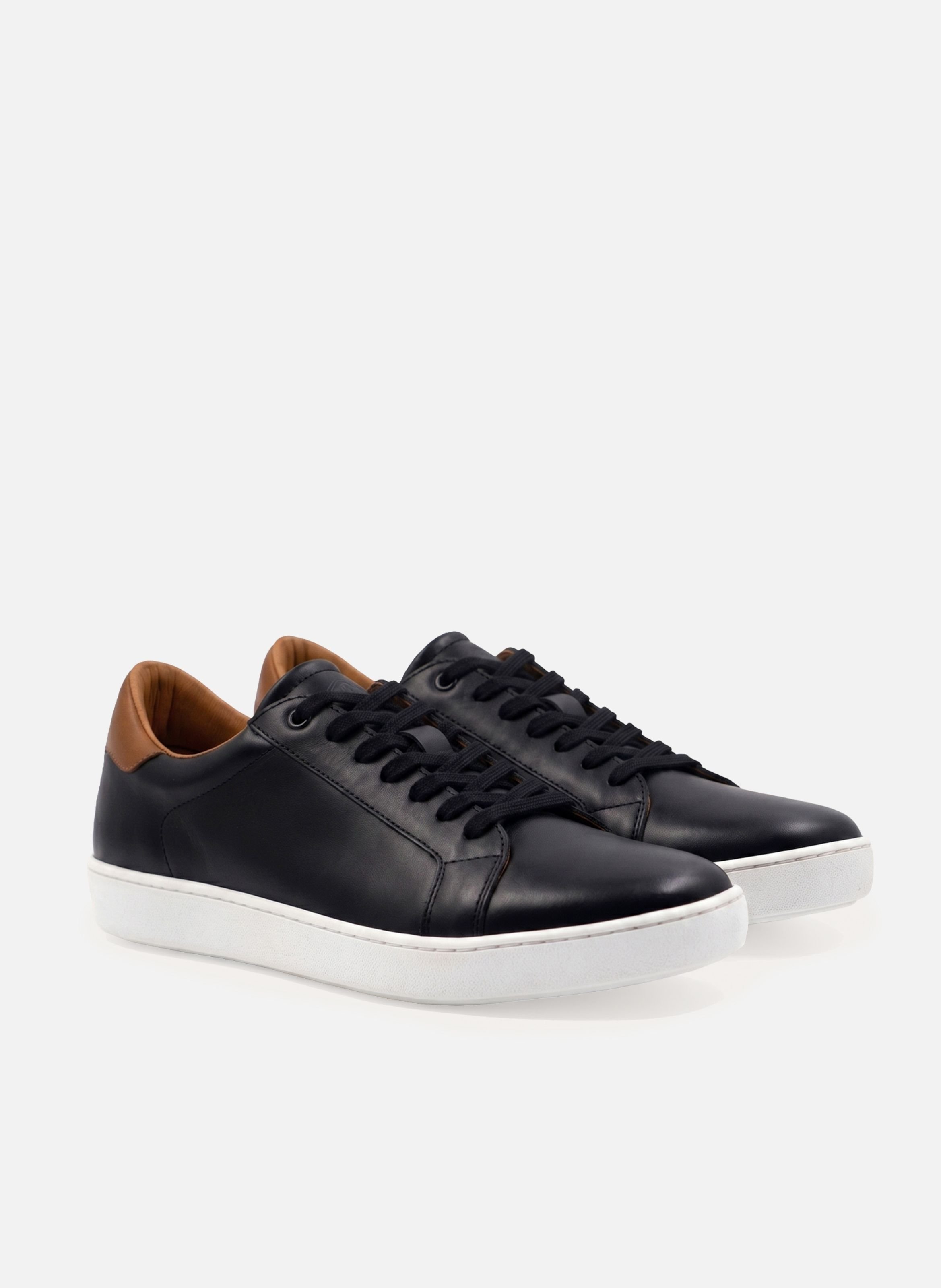 Tennis lacet homme cuir JULES & JENN Noir