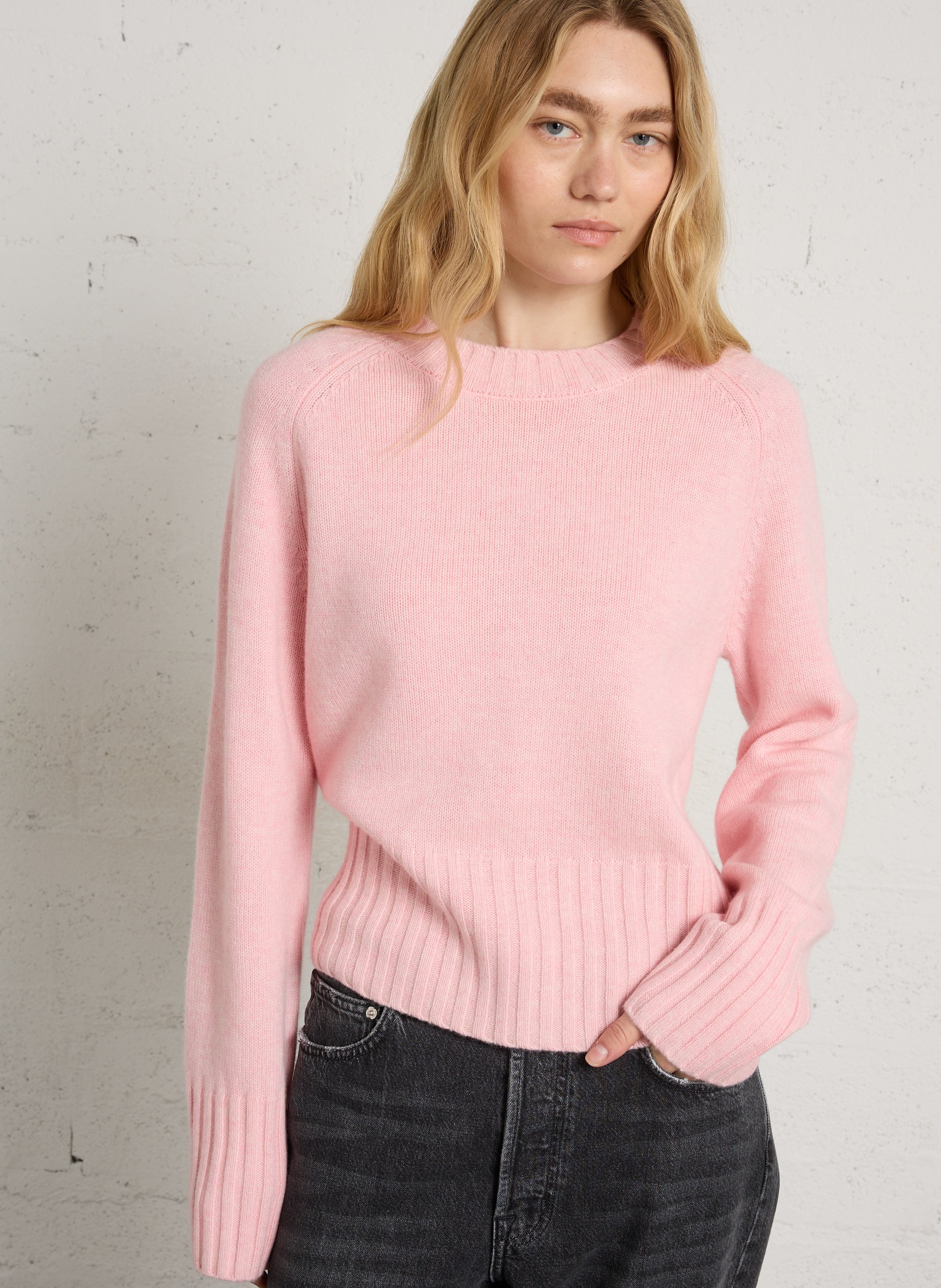Pull droit col rond en laine et cachemire BERENICE