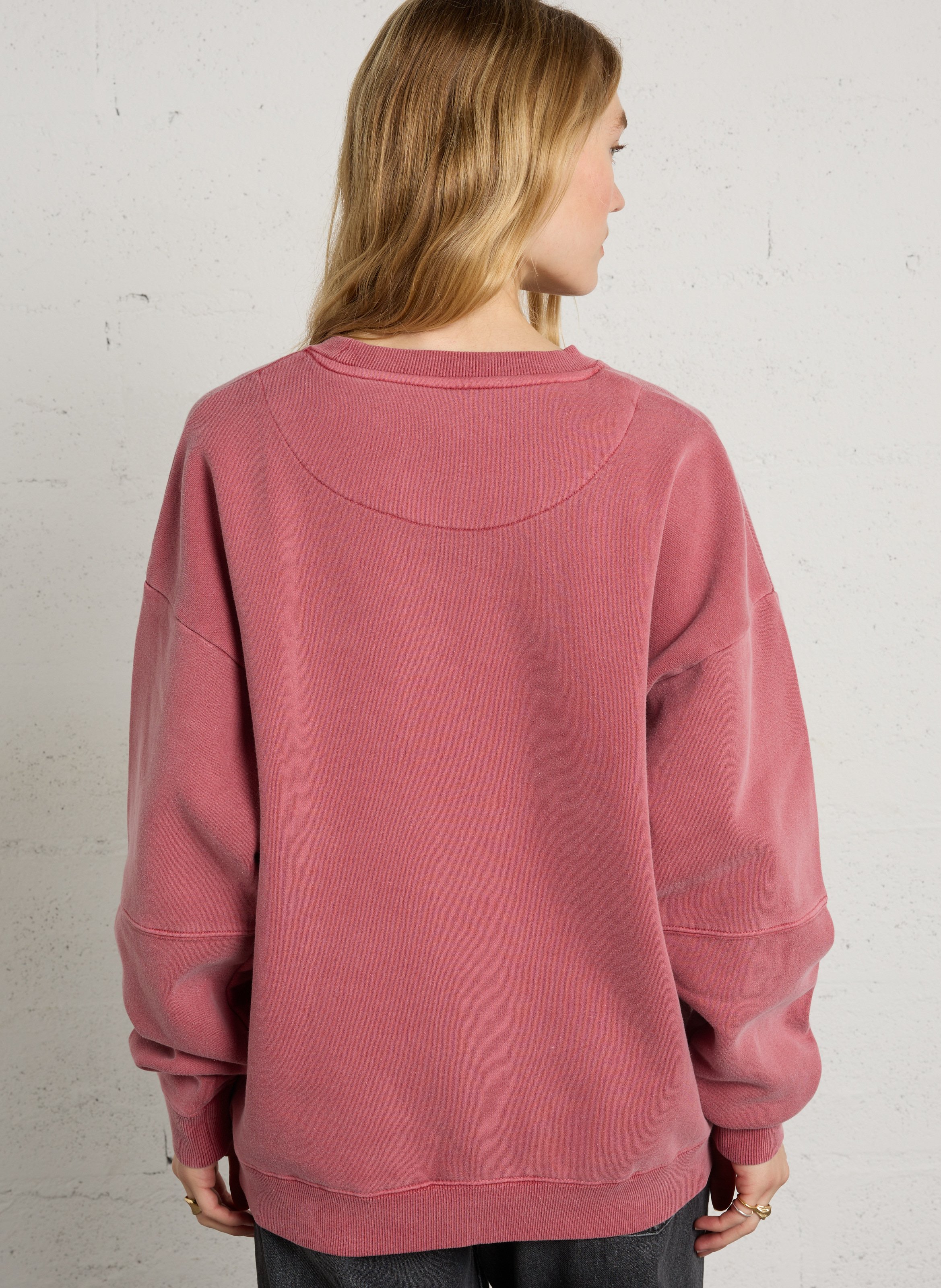 Sweat ample col rond sérigraphié en coton mélangé NEWTONE Rouge