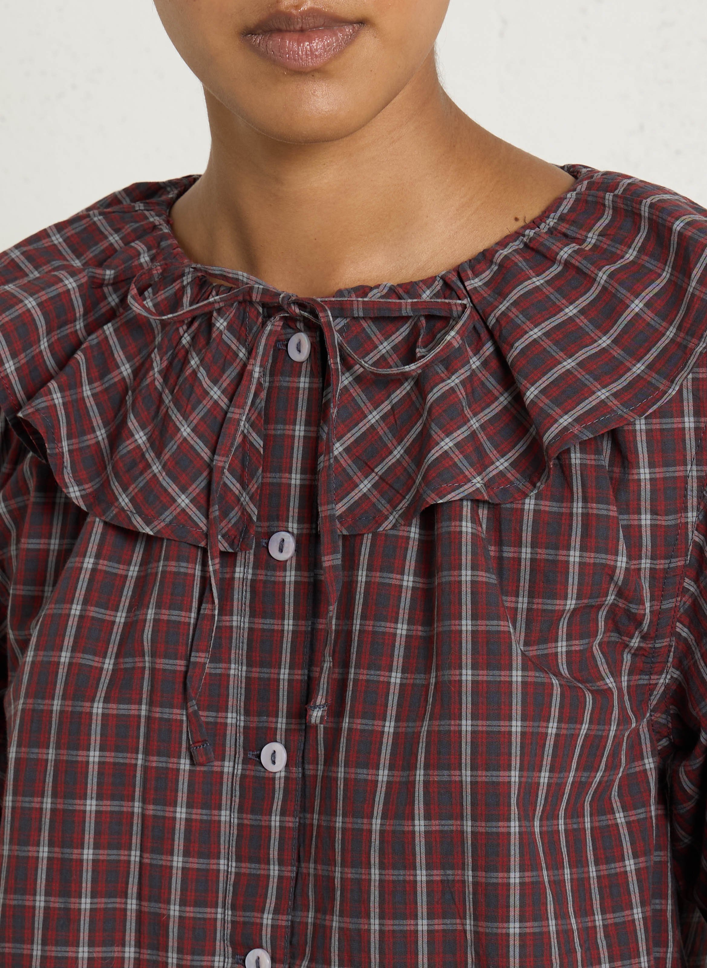 Blouse  col claudine en coton DAMSON MADDER Rouge