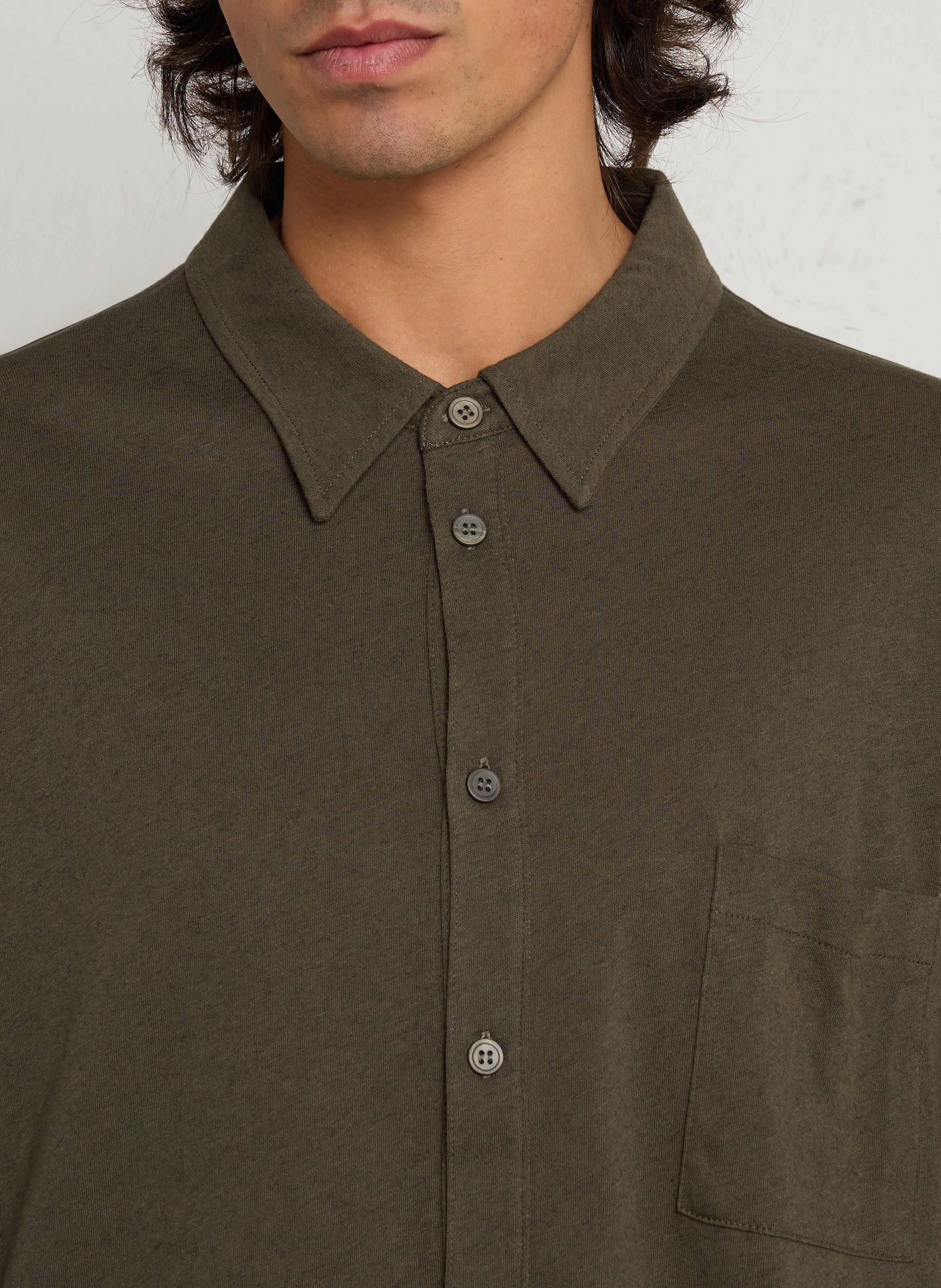 Chemise droite en coton et cachemire MAJESTIC FILATURES Noir