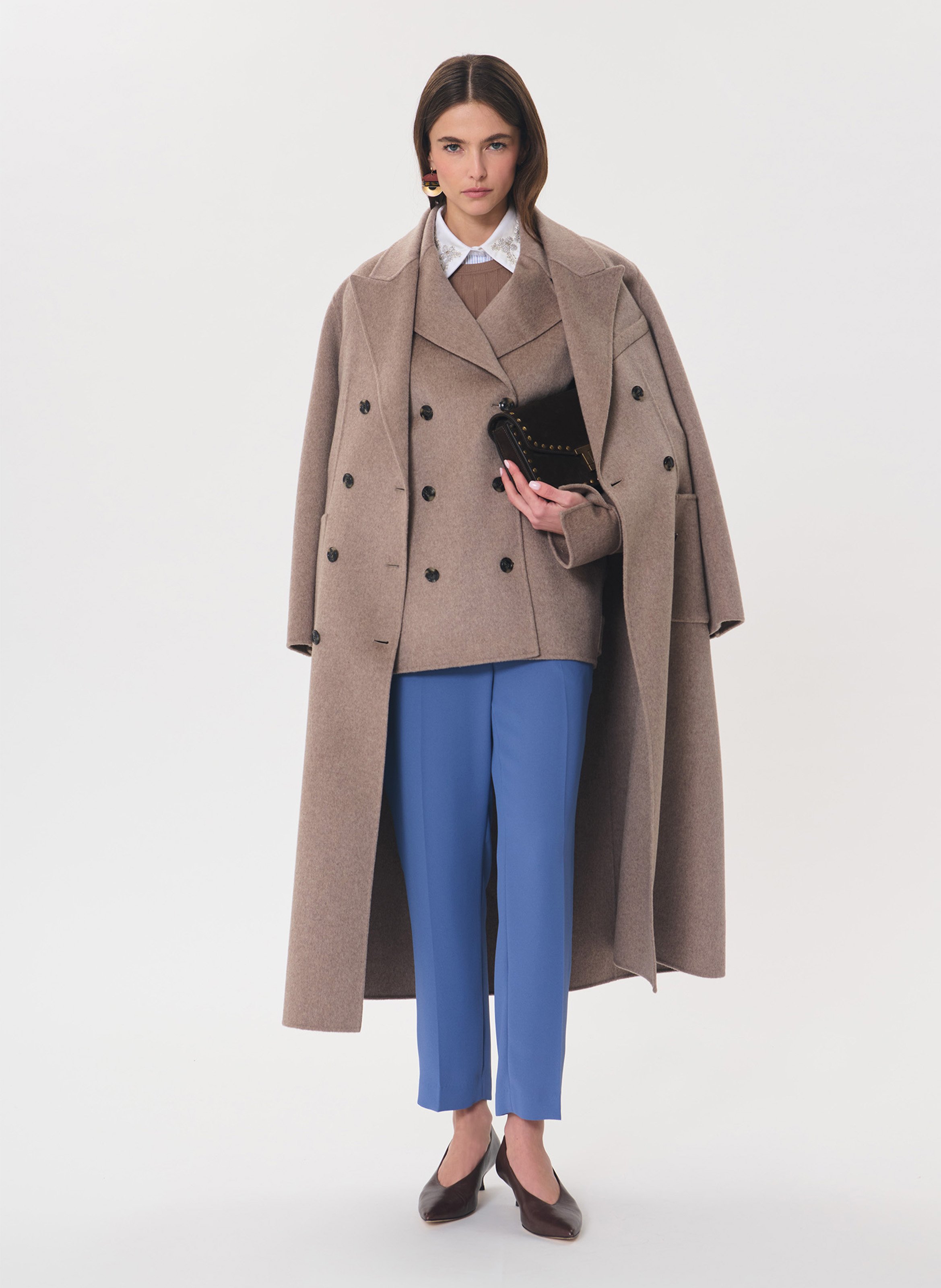 Manteau ample en laine mélangée TARA JARMON Marron