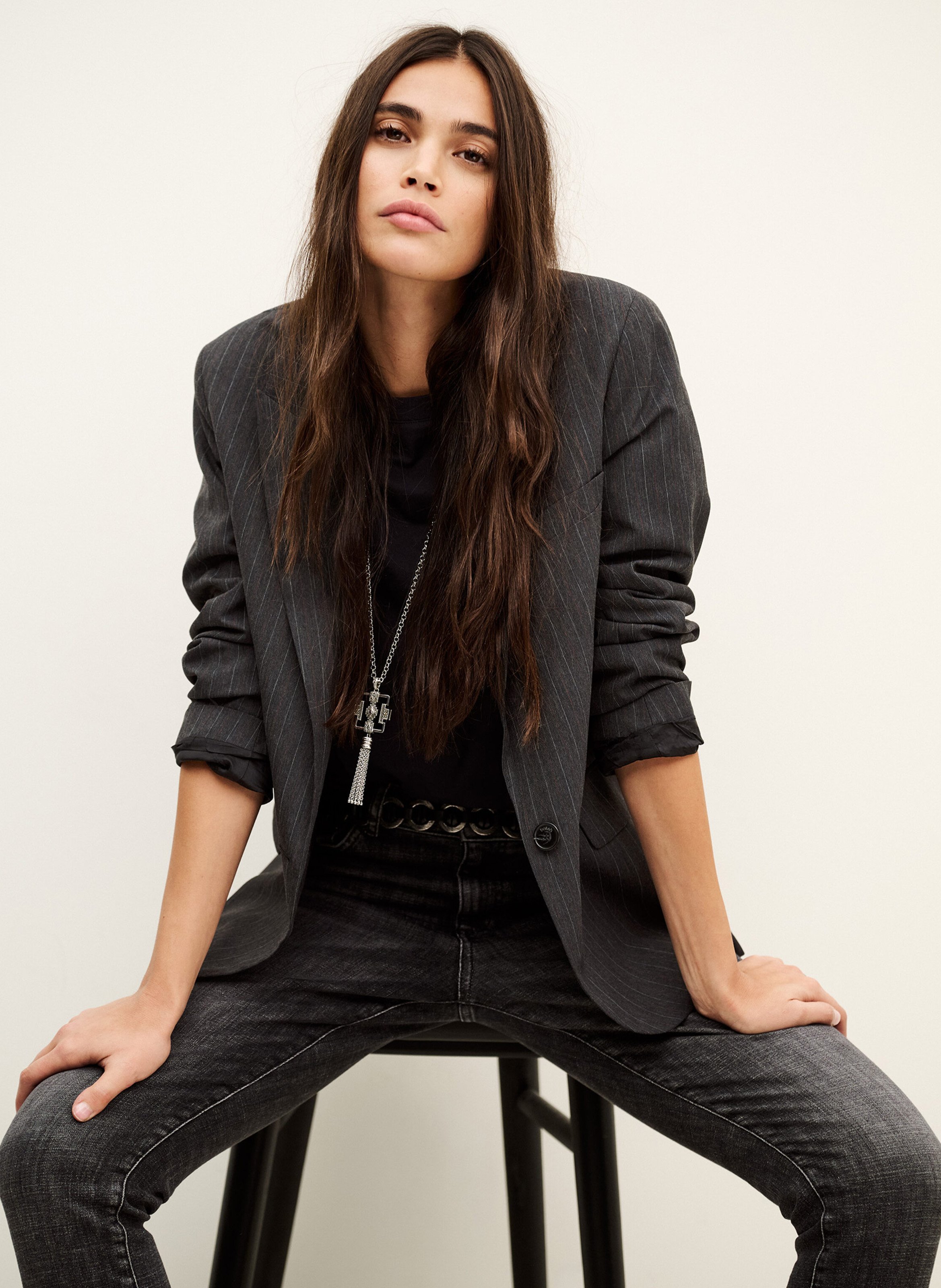 Wool-blend jacket with tailored collar BA&SH Grey