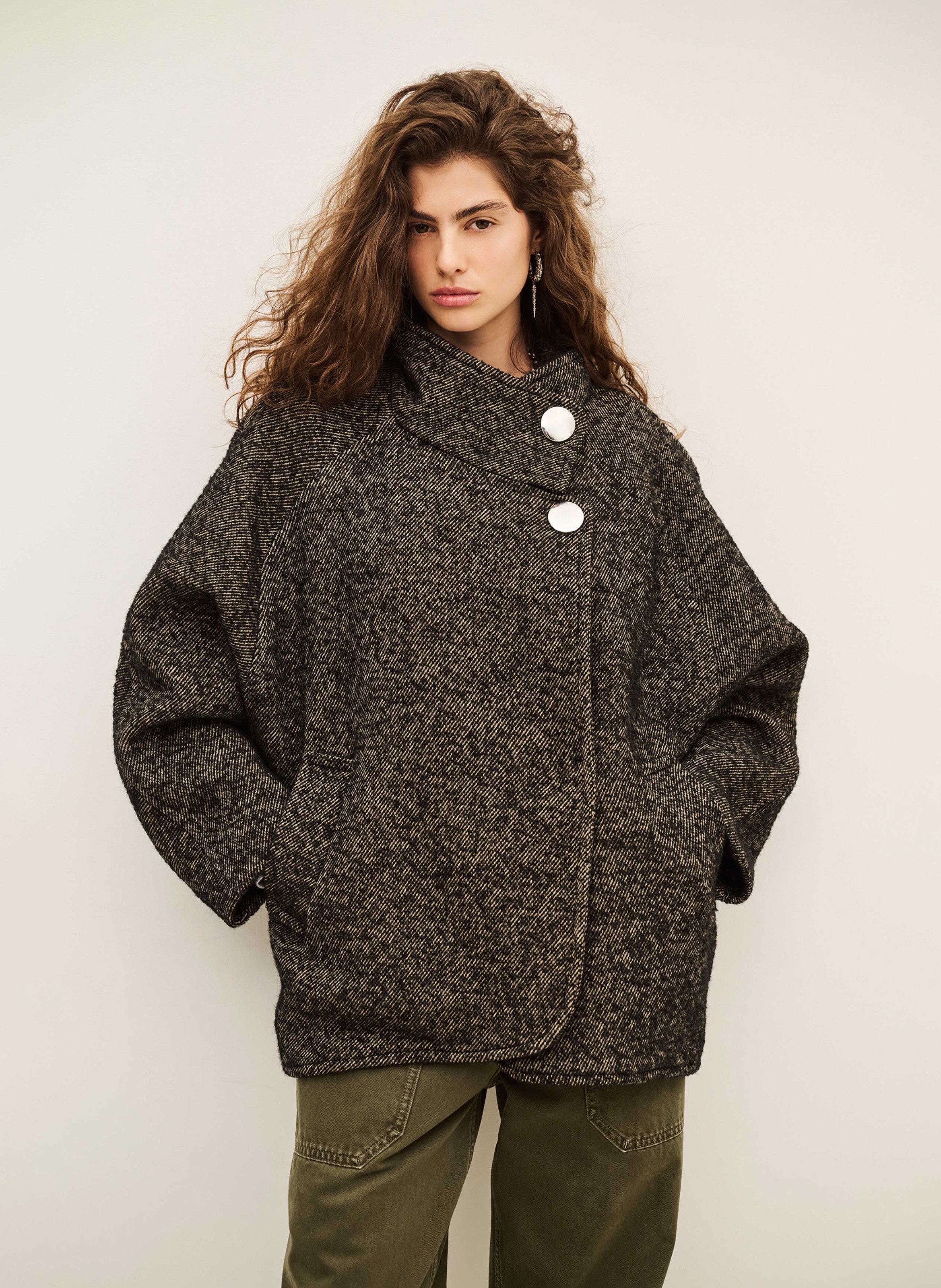 Manteau ample col montant  BA&SH Noir