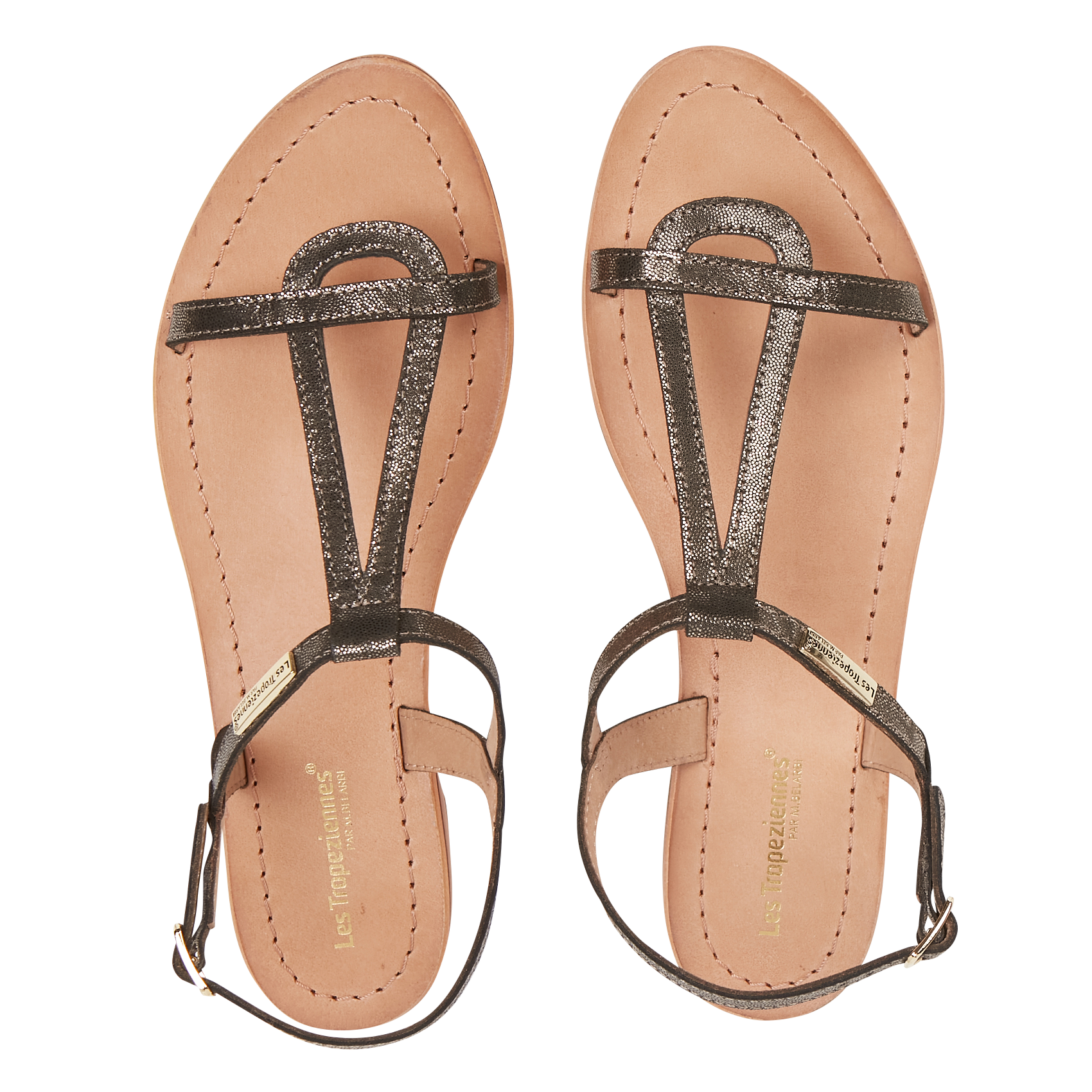 Metallic leather flat sandals LES TROPEZIENNES PAR M.BELARBI Black