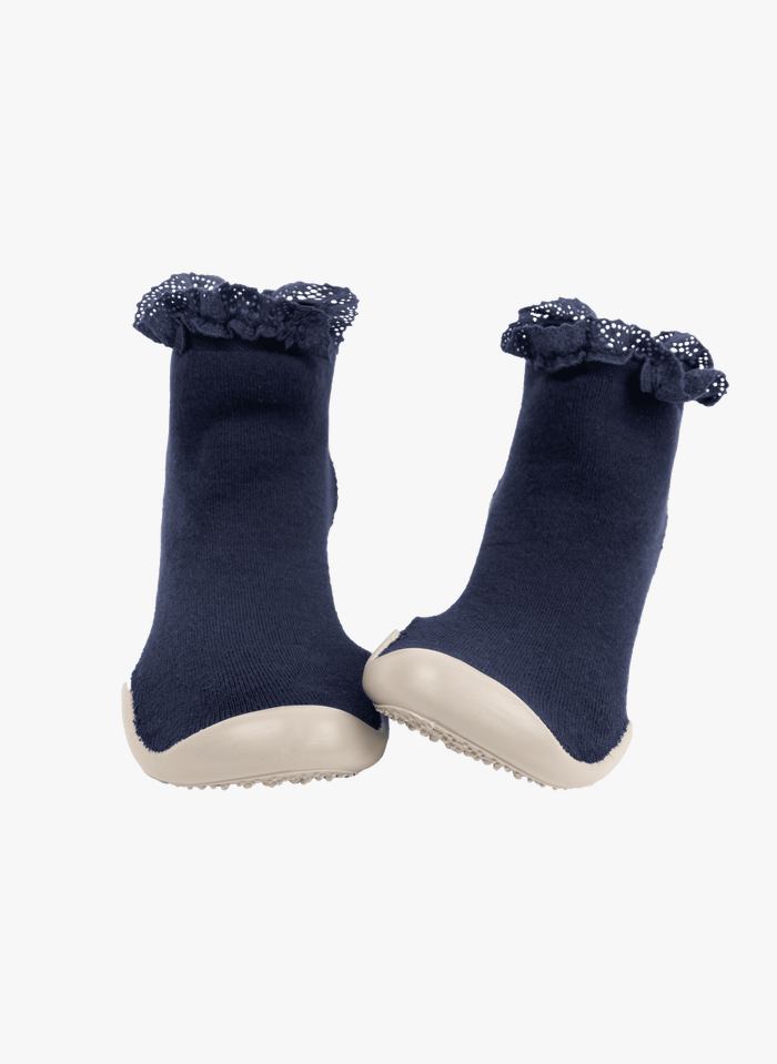 Chaussons-chaussettes En Coton Mélangé Mademoiselle N°044 Bleu Collegien -  Enfant
