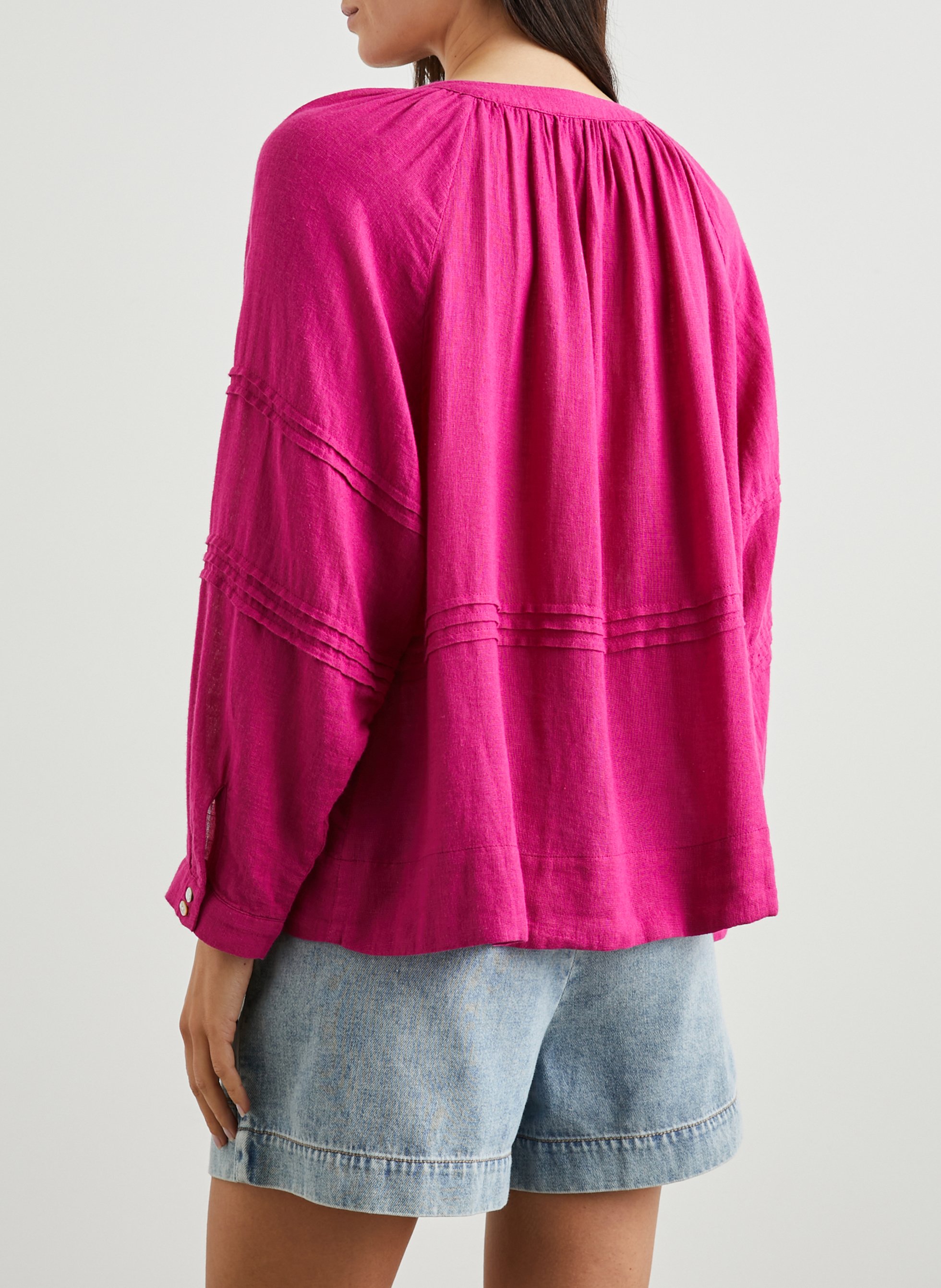 Chemise col rond en lin mélangé RAILS Violet