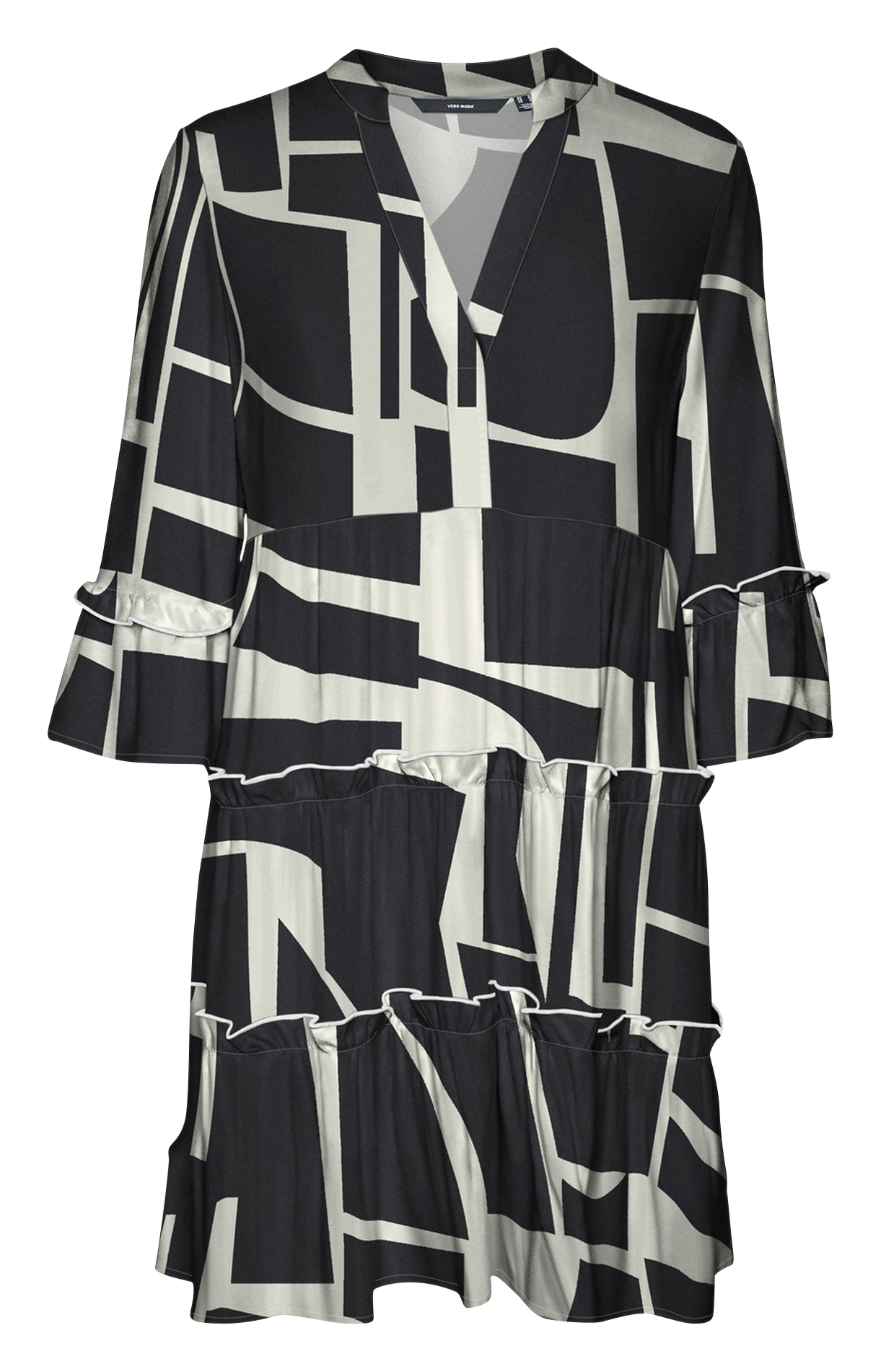Printed sleeveless short dress VERO MODA CURVE Black