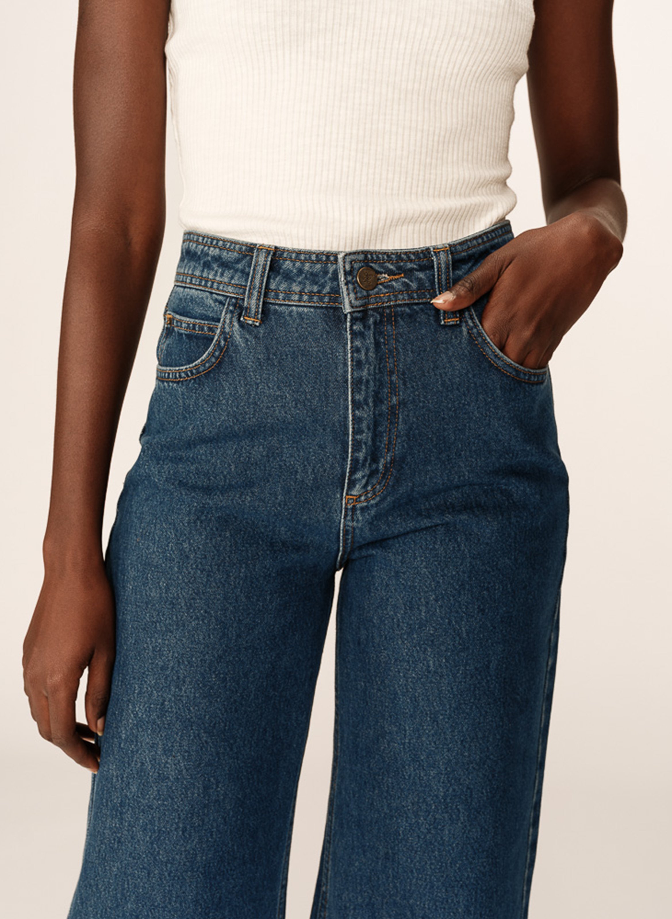 Wide leg cotton jeans GRACE ET MILA Blue