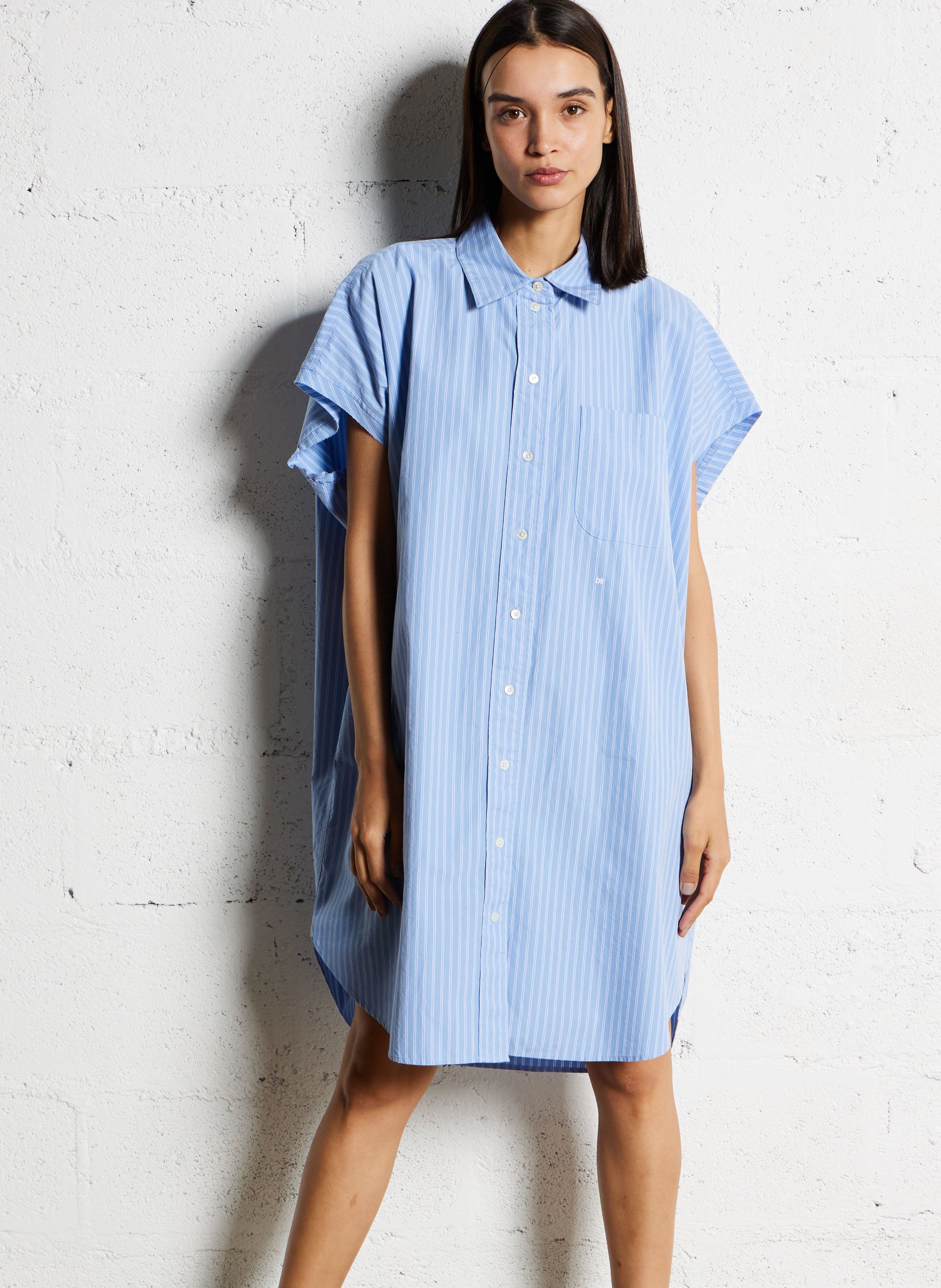Robe midi en coton rayé BELLEROSE Bleu