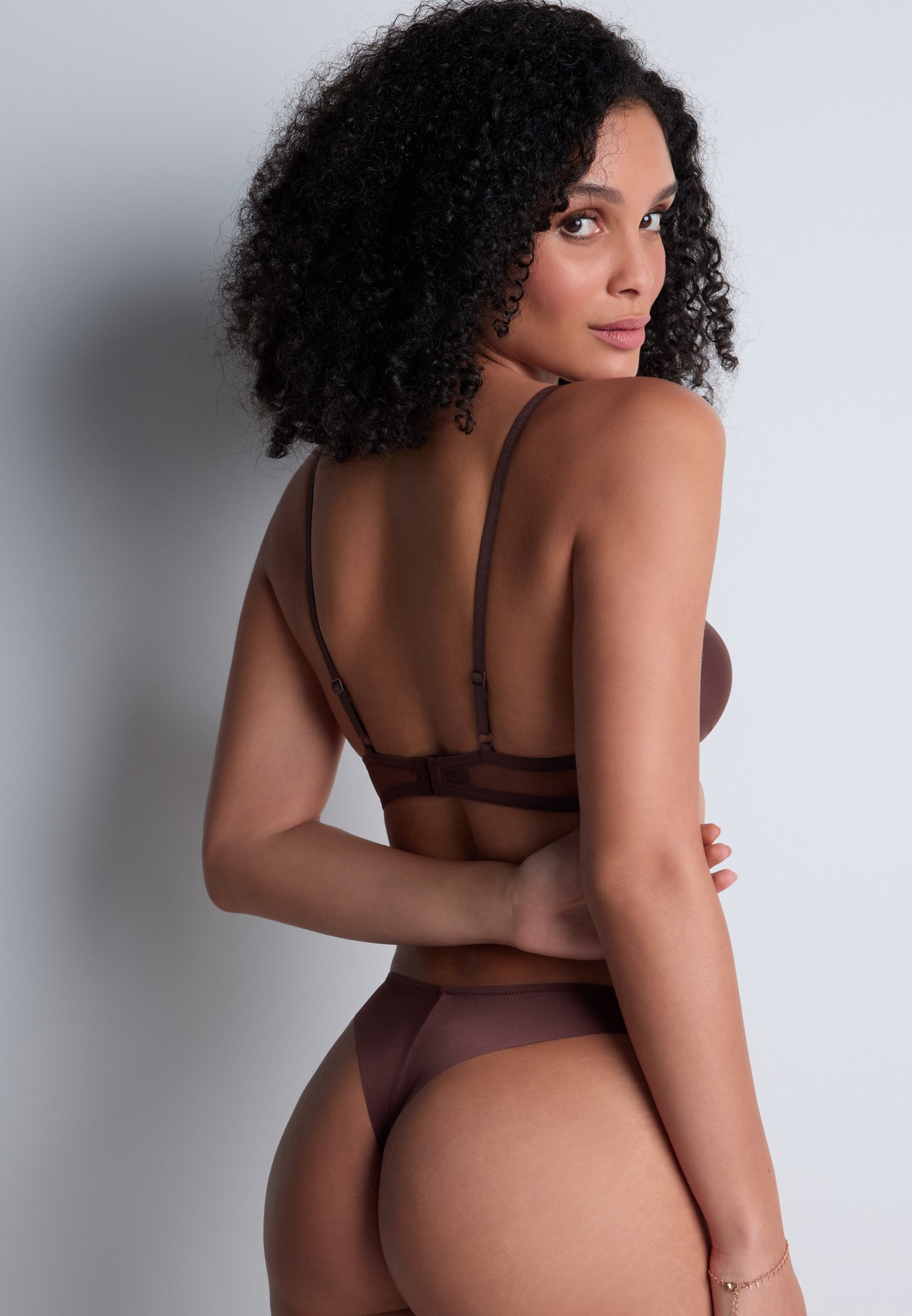 A la Folie kohl black underwired triangle bra AUBADE Brown