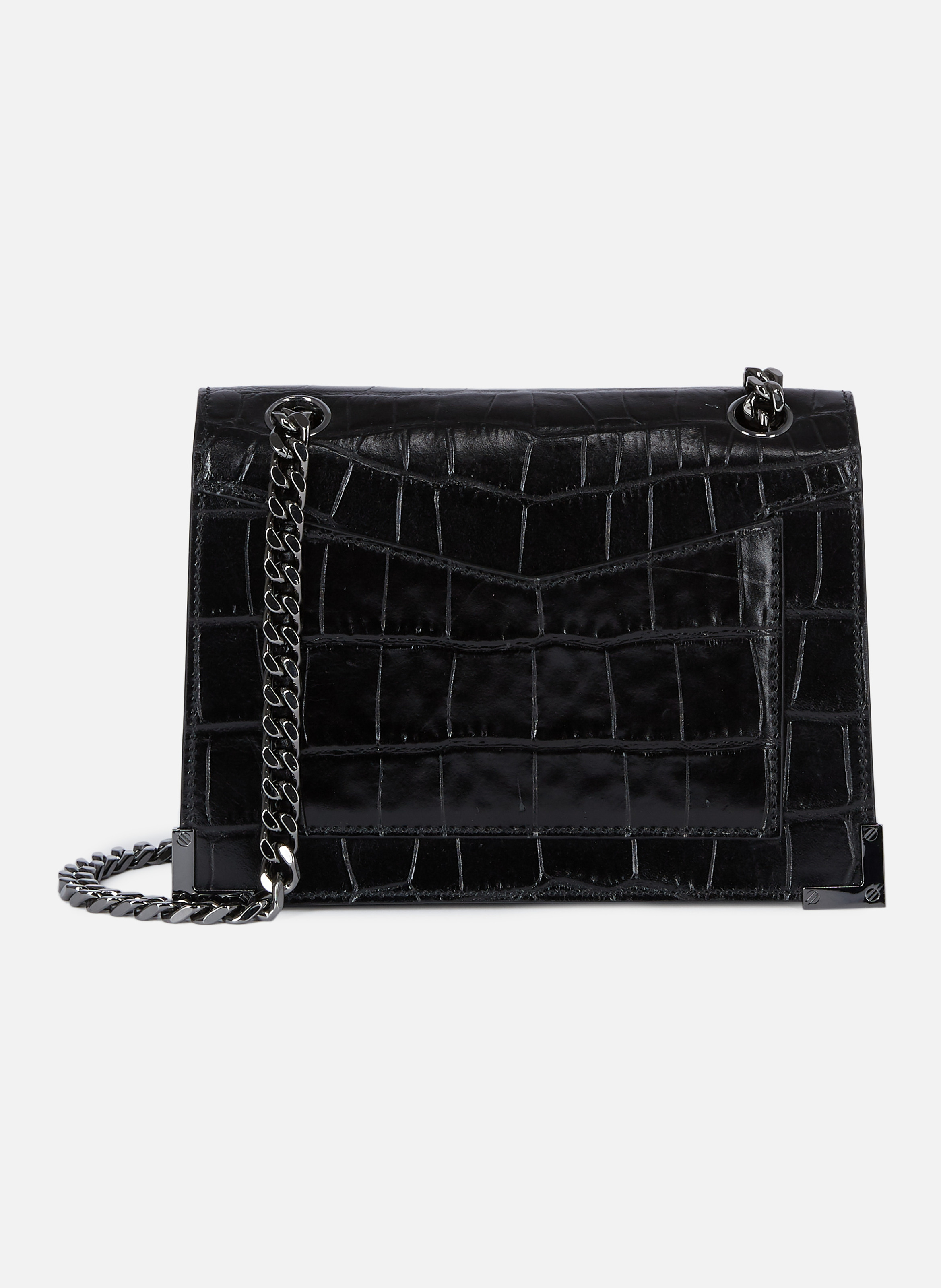 Emily Small Embossed Leather Chain Bag THE KOOPLES Black