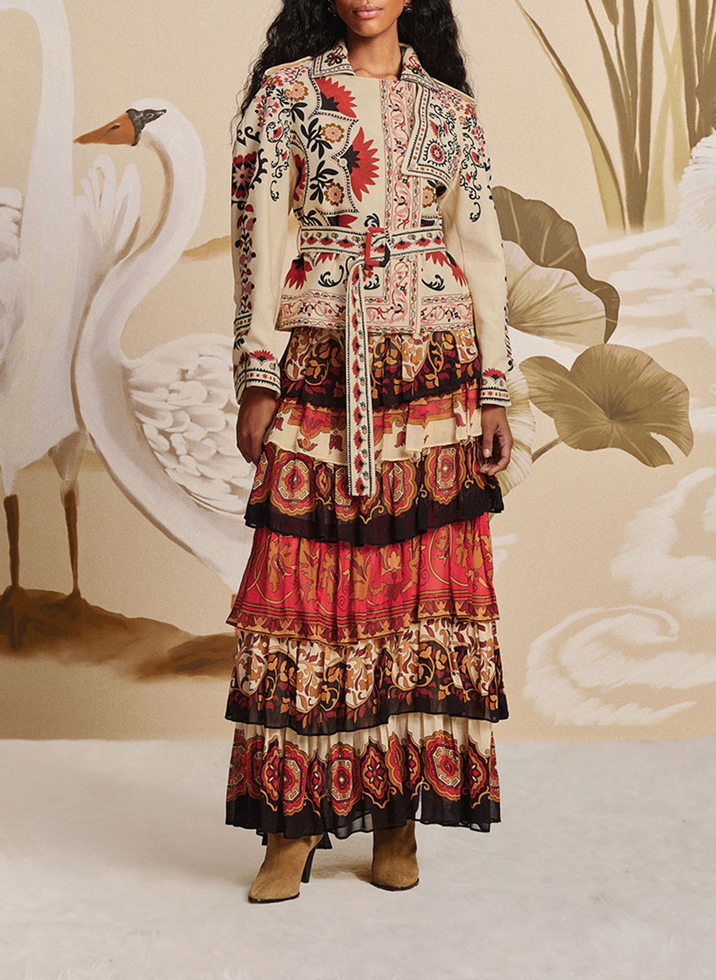 Veste droite imprimée FARM RIO Beige