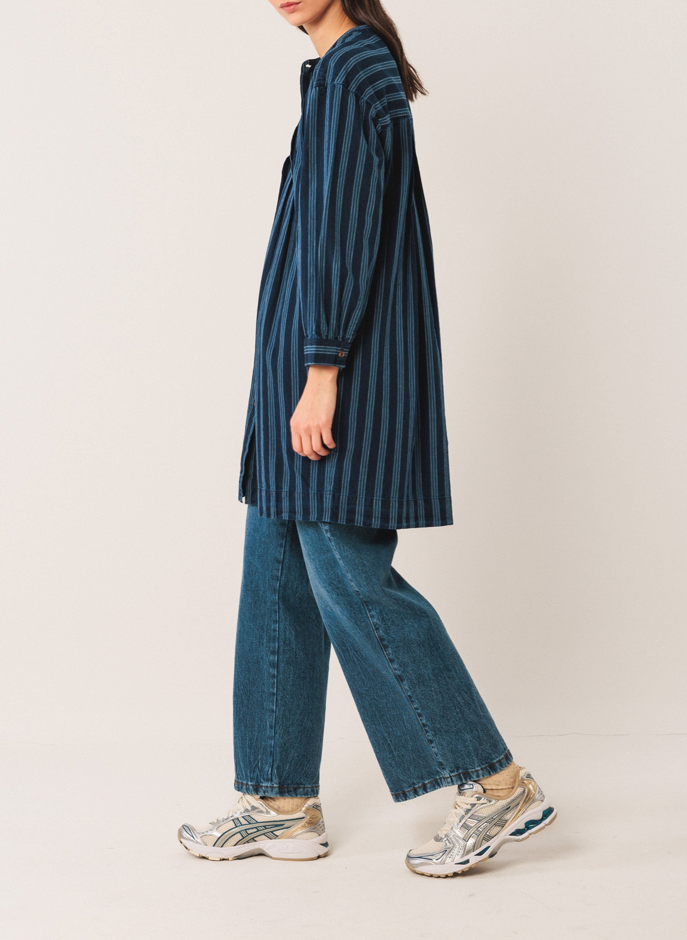 Loose short striped dress INDI & COLD Blue