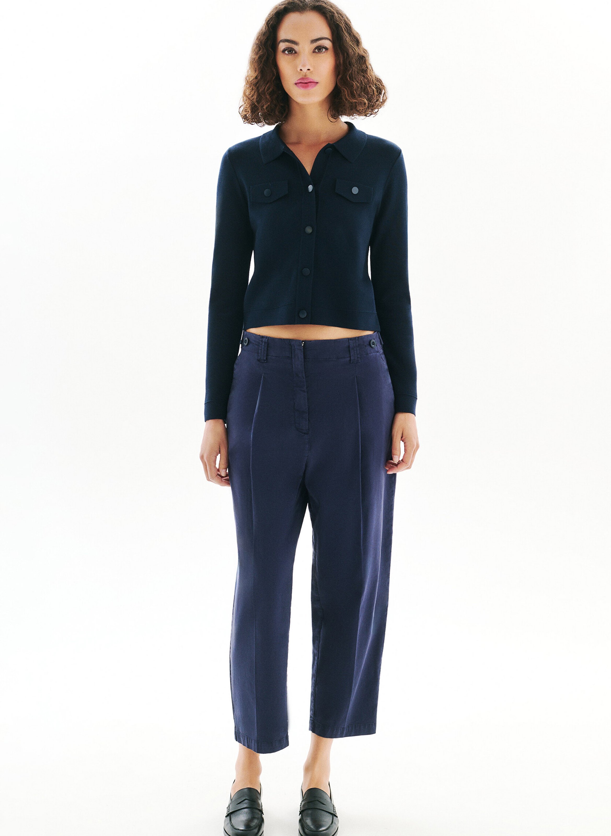 Shirt collar vest Blue