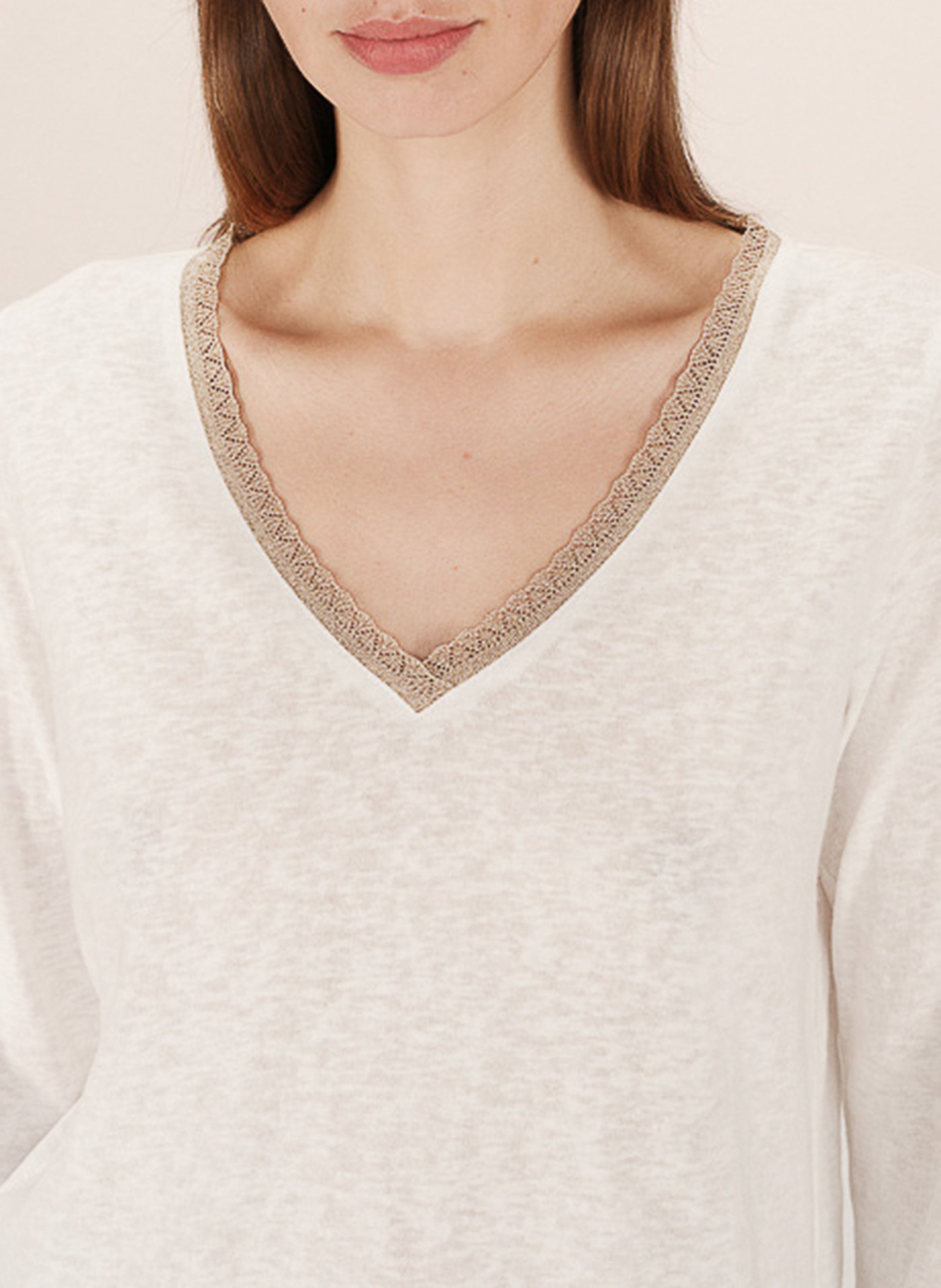 Deep-V two-tone sweater GRACE ET MILA Beige