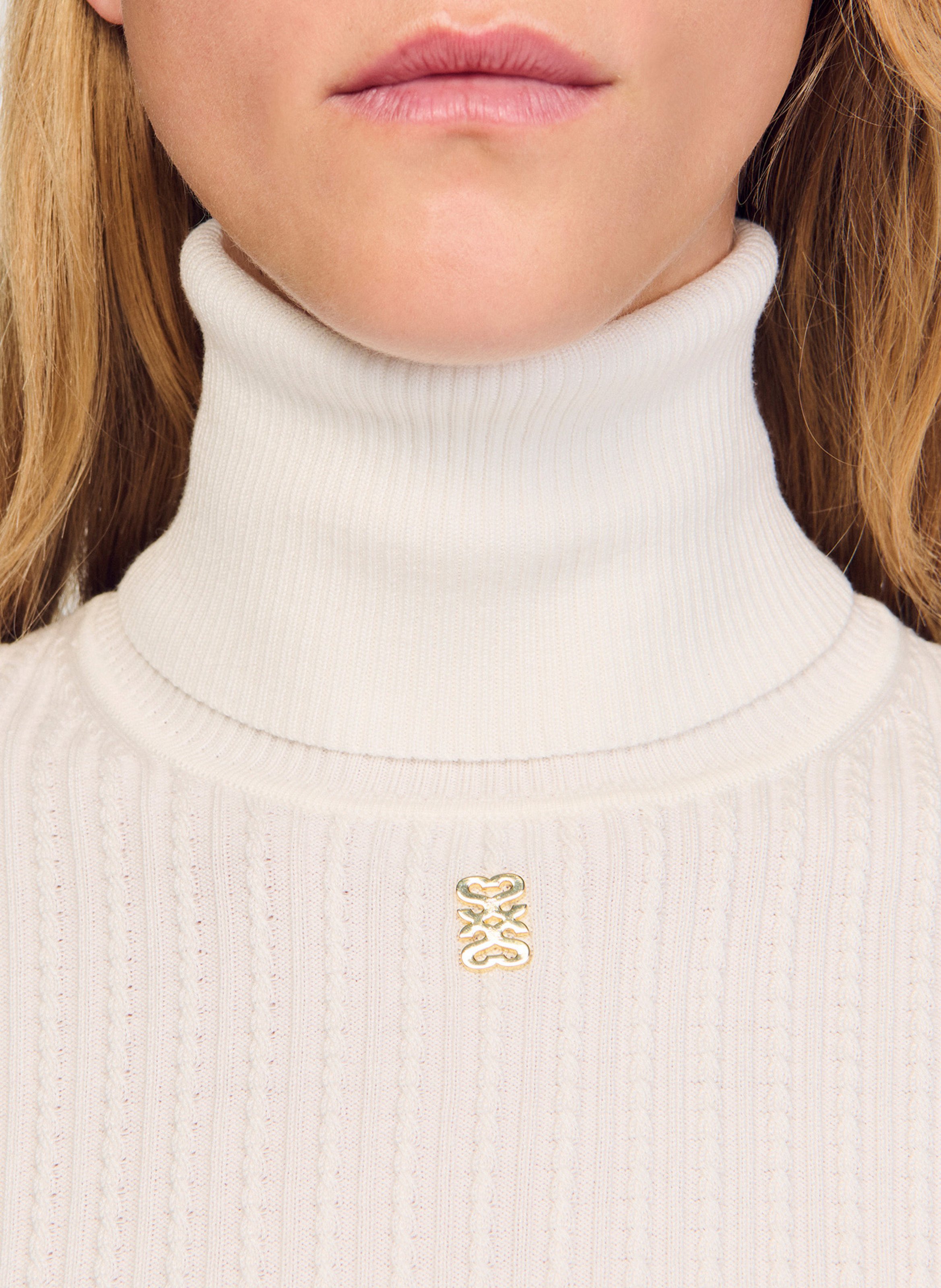 Pull col roulé  SANDRO Blanc