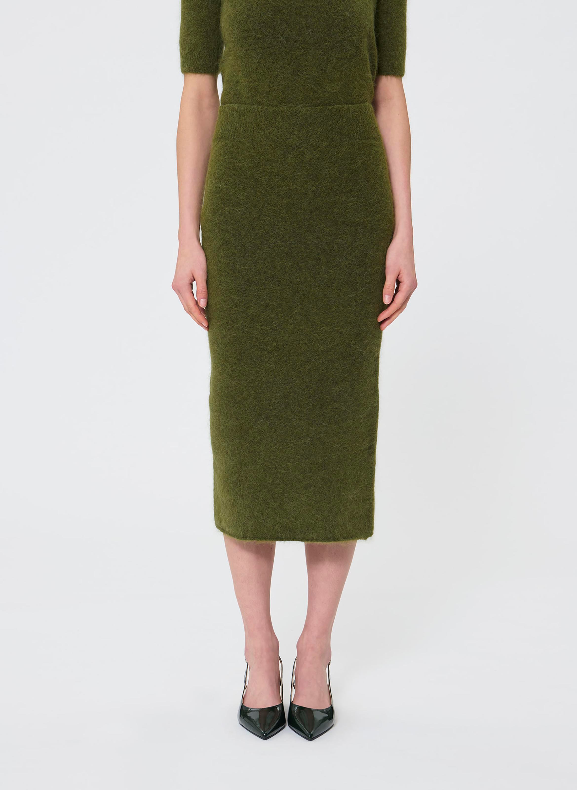 Jupe longue en maille en alpaga mélangé TARA JARMON Vert