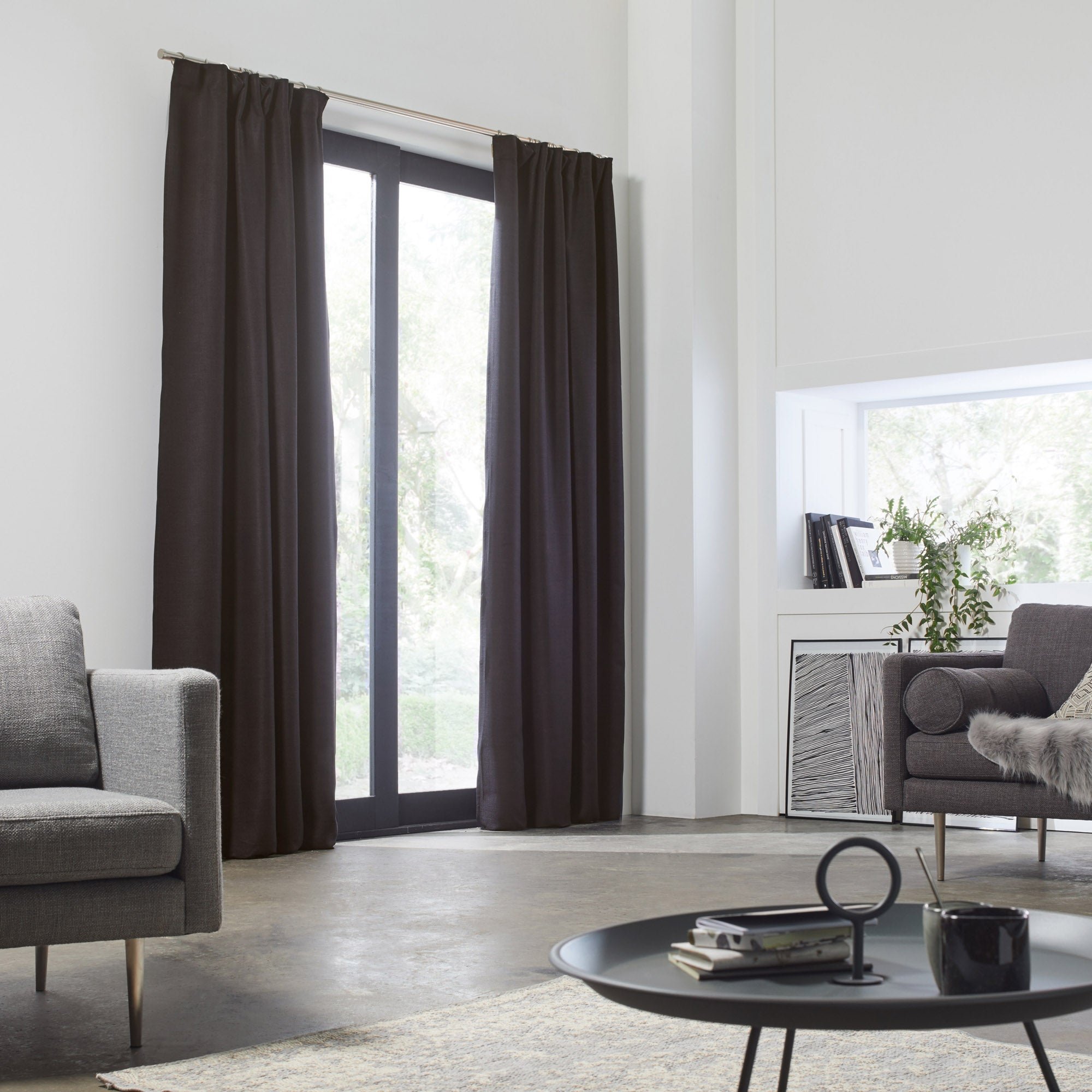 LINA - Blackout curtain with gathering tape MADURA Grey