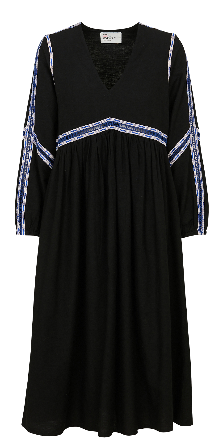 Halflange jurk met V-hals - katoenblend LEON & HARPER Zwart