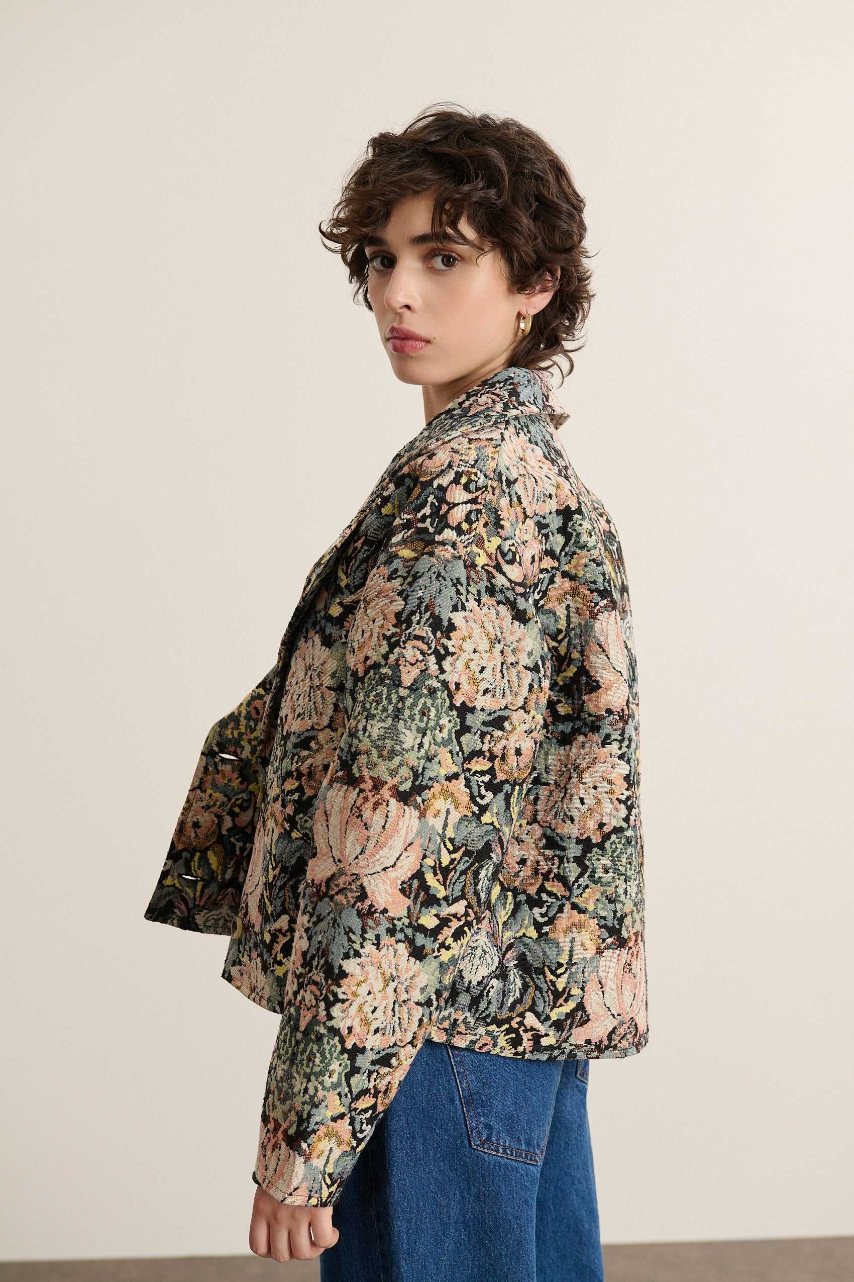 Cropped jacquard jacket GARANCE PARIS Green