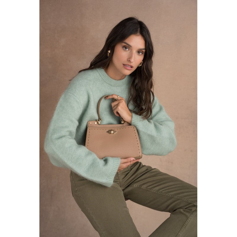 Handbag - cowhide leather POURCHET Brown