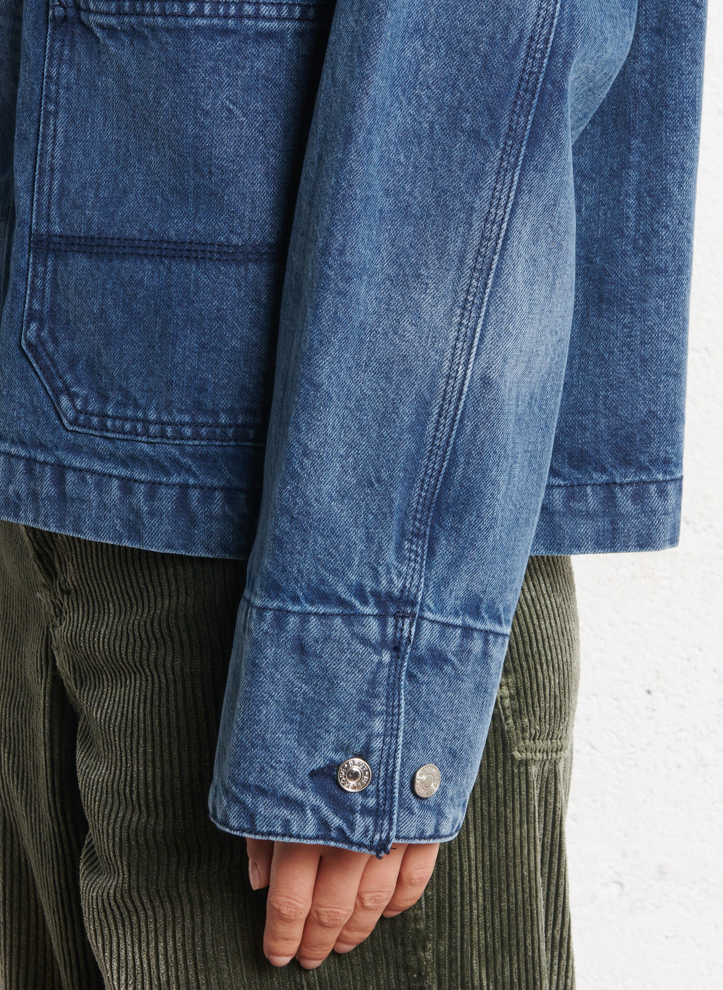 Oversized jas met fluwelen reverskraag van katoen BELLEROSE Blauw