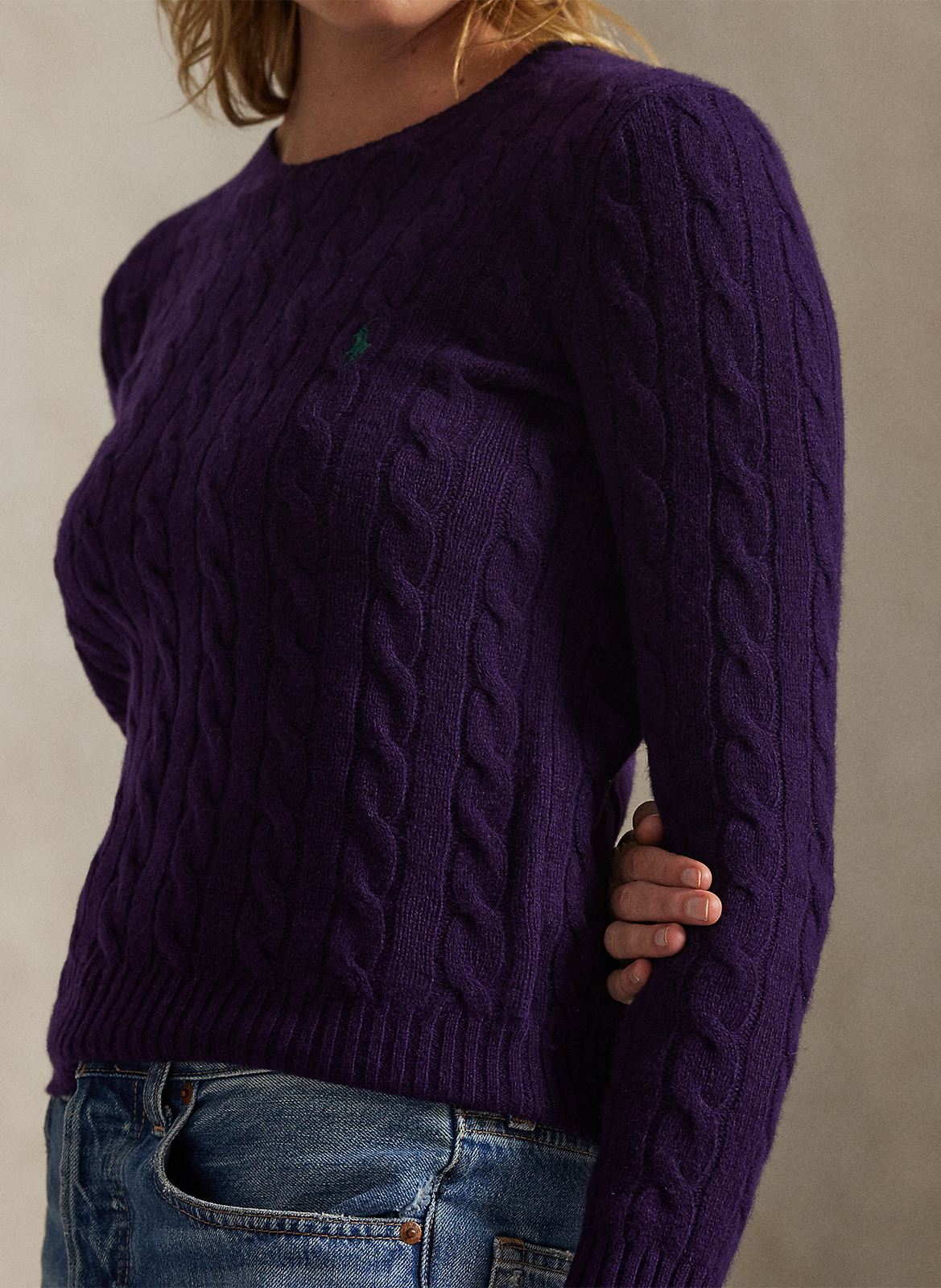 Pull col rond en laine et en cachemire mélangés  POLO RALPH LAUREN Violet