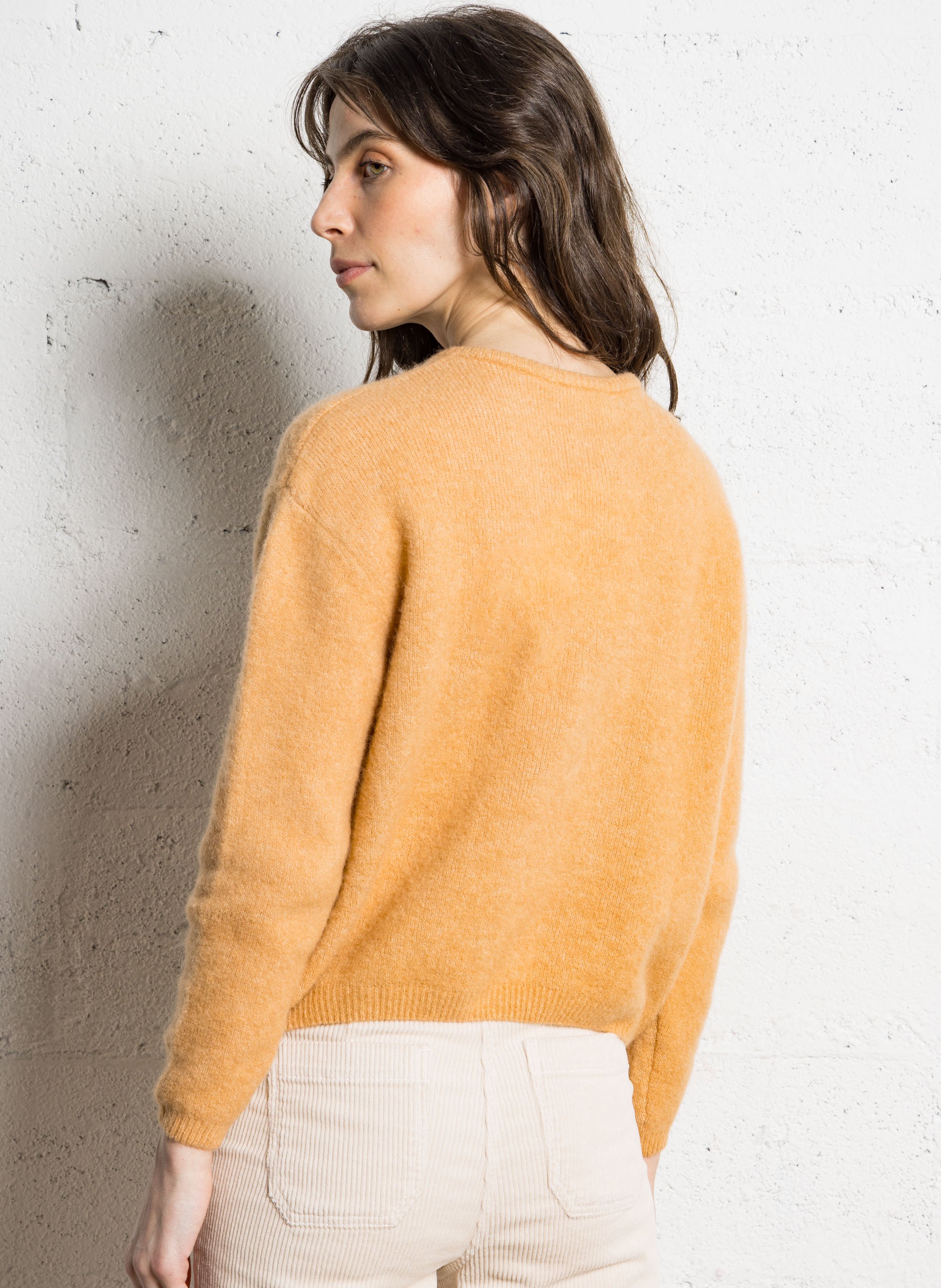 Gilet ample col rond en laine mélangée AMERICAN VINTAGE Marron