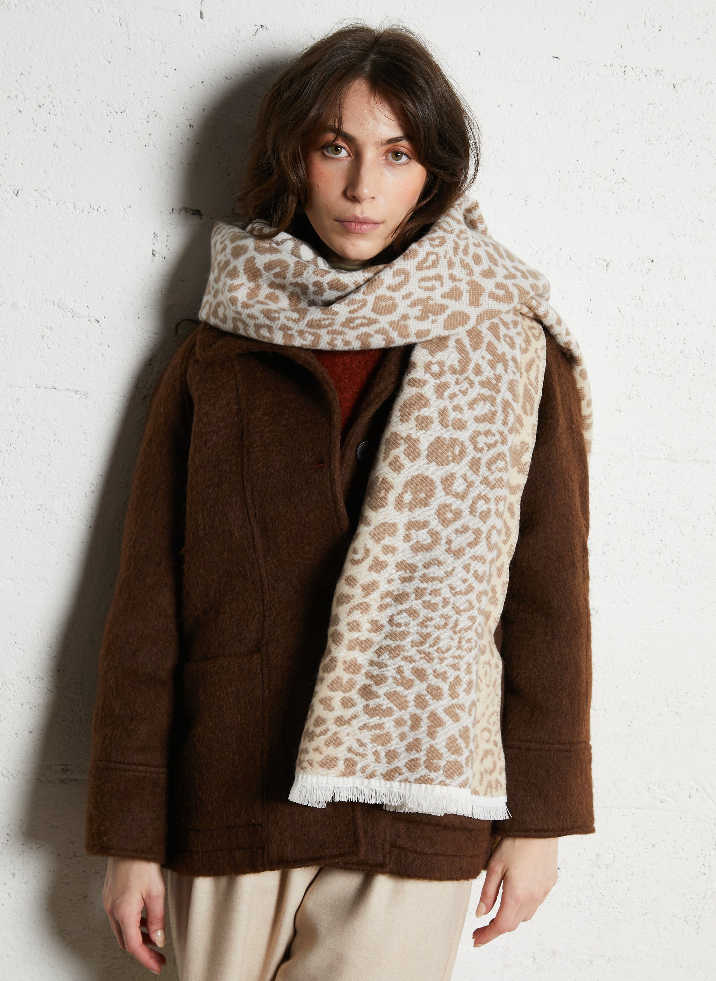 Printed jacquard scarf AU PRINTEMPS PARIS Beige