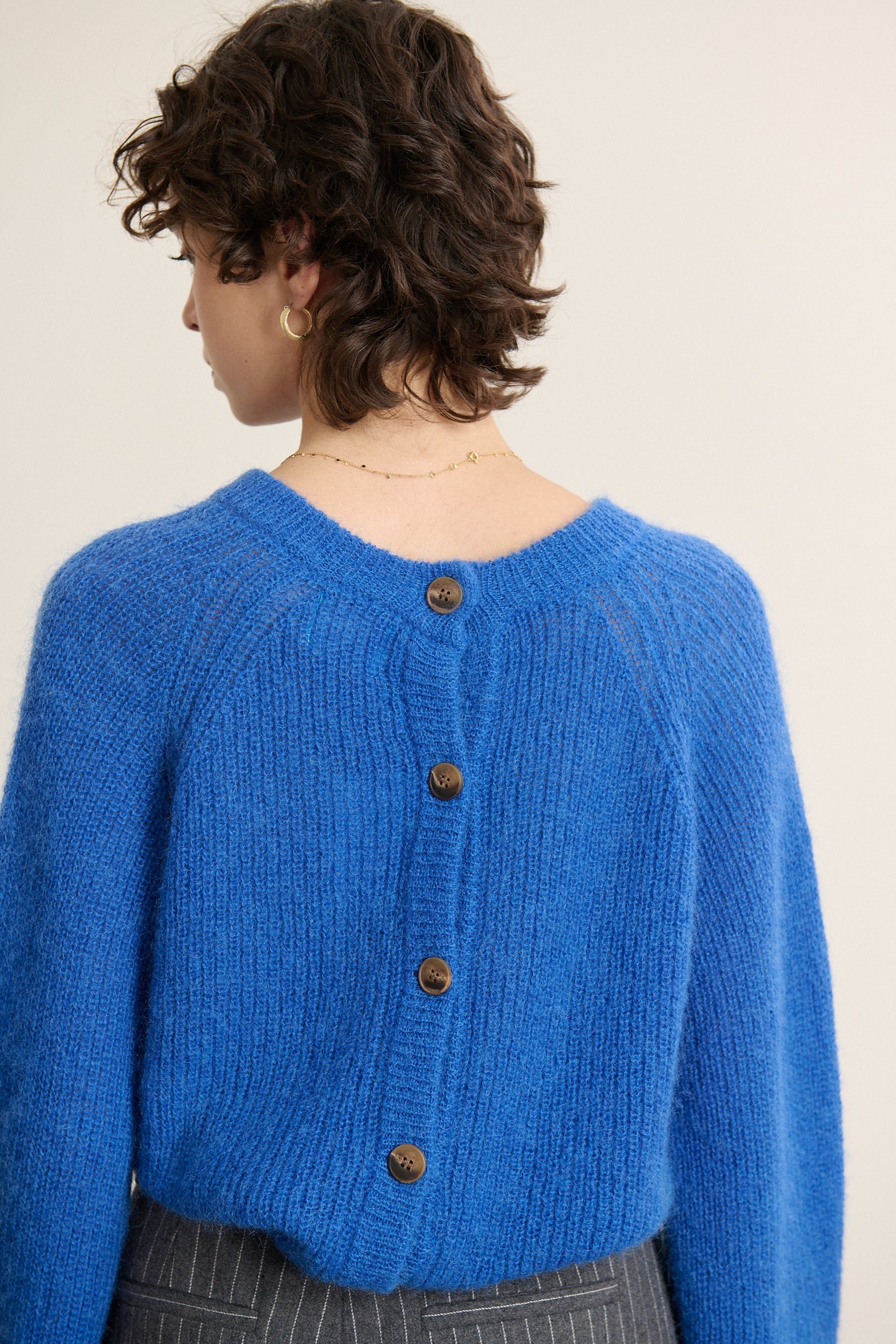 Buttoned round neck sweater GARANCE PARIS Blue