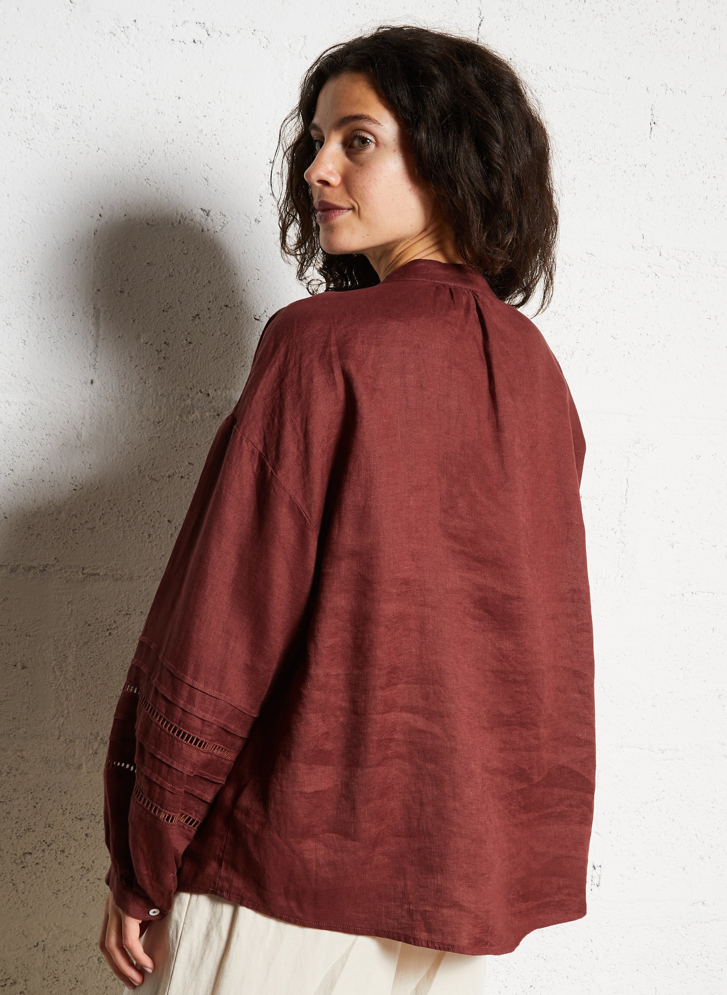 Weite Leinenbluse JC SOPHIE Braun